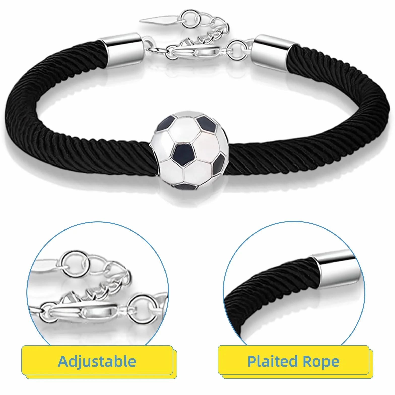 Collar y pulsera de acero inoxidable de fútbol, colgante plateado para amantes del fútbol, regalos