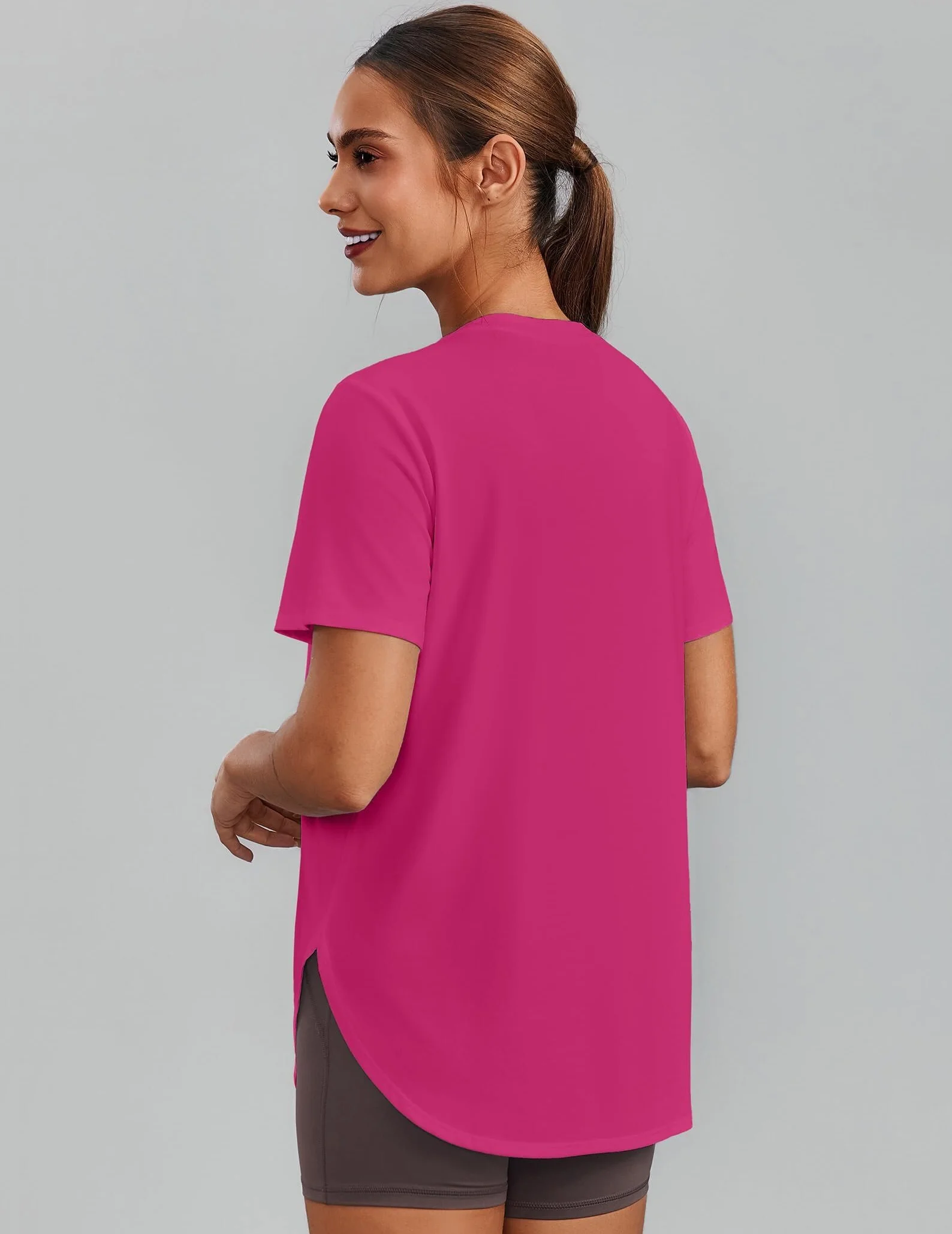 PINSPARK Camiseta deportiva de manga corta cuello redondo mujer funcional senderismo correr