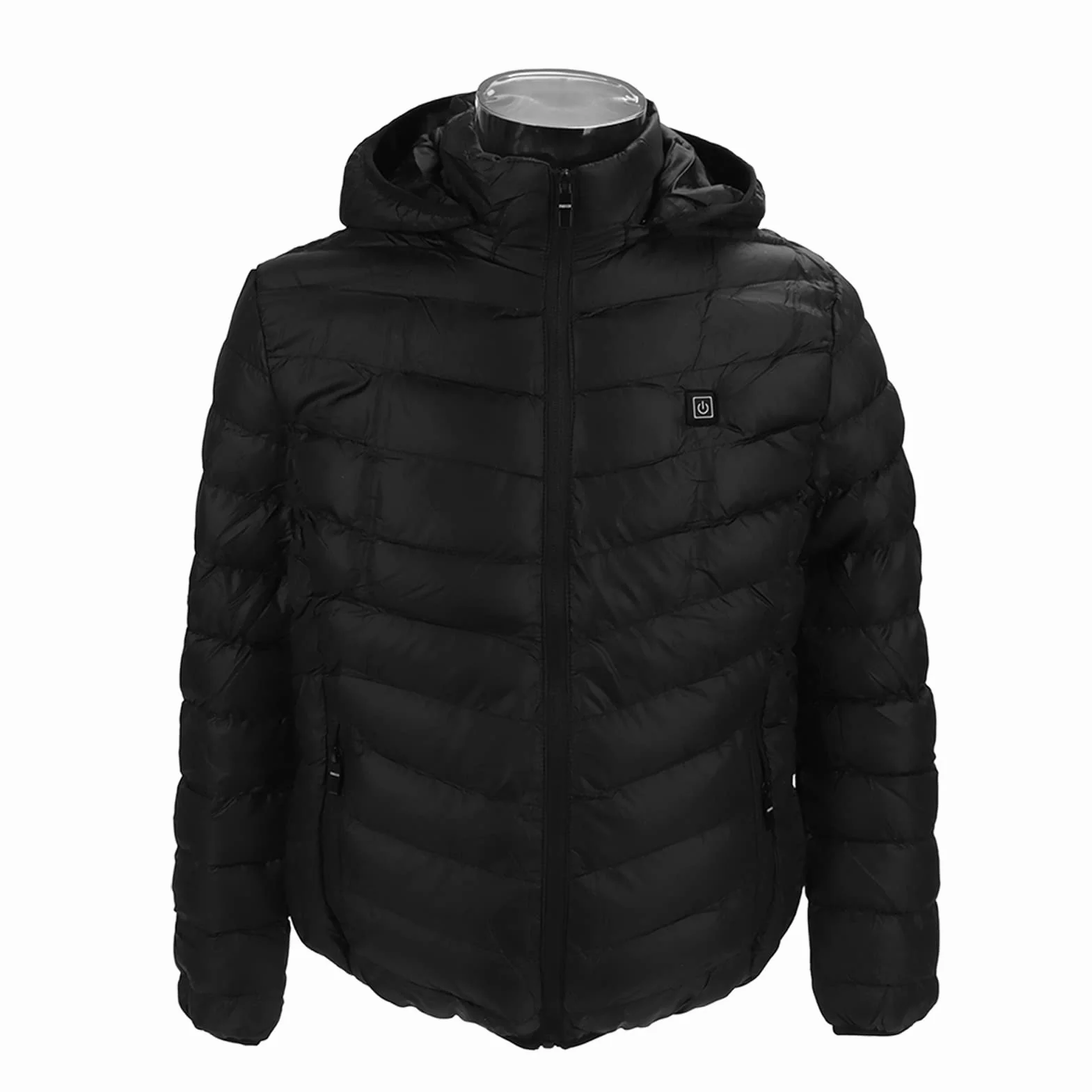Abrigo de Calefacción Eléctrica Chaqueta Térmica Inteligente Termostático Negro con Capucha para Hombres y Mujeres