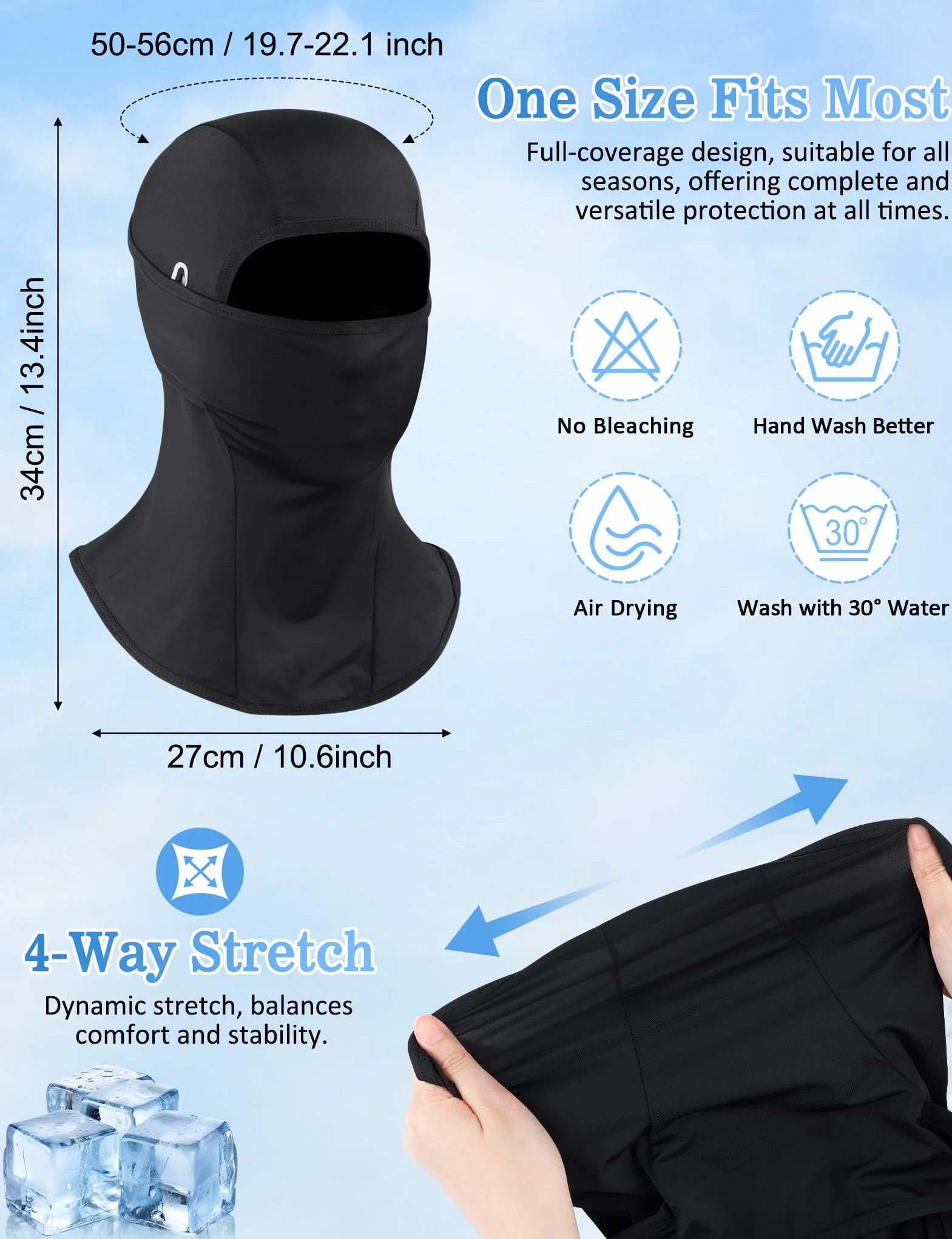 Becellen Pasamontañas Moto Protector UV Verano Ciclismo Balaclava Transpirable Anti Viento Elástica Negro