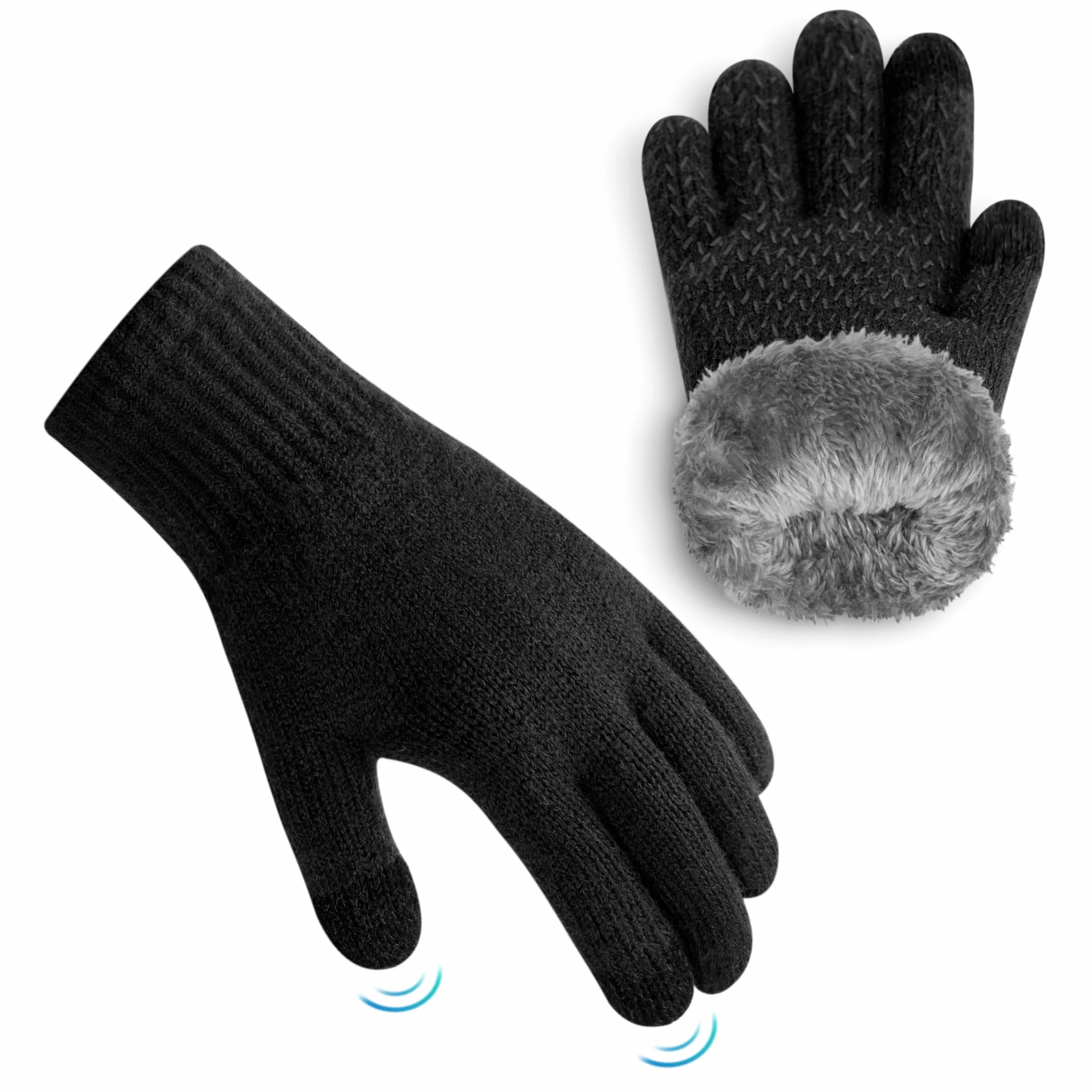Guantes Termicos Niño Alpaca Forro Polar Invierno Doble Capa Cortaviento Punta Tactil 3-12 Anos
