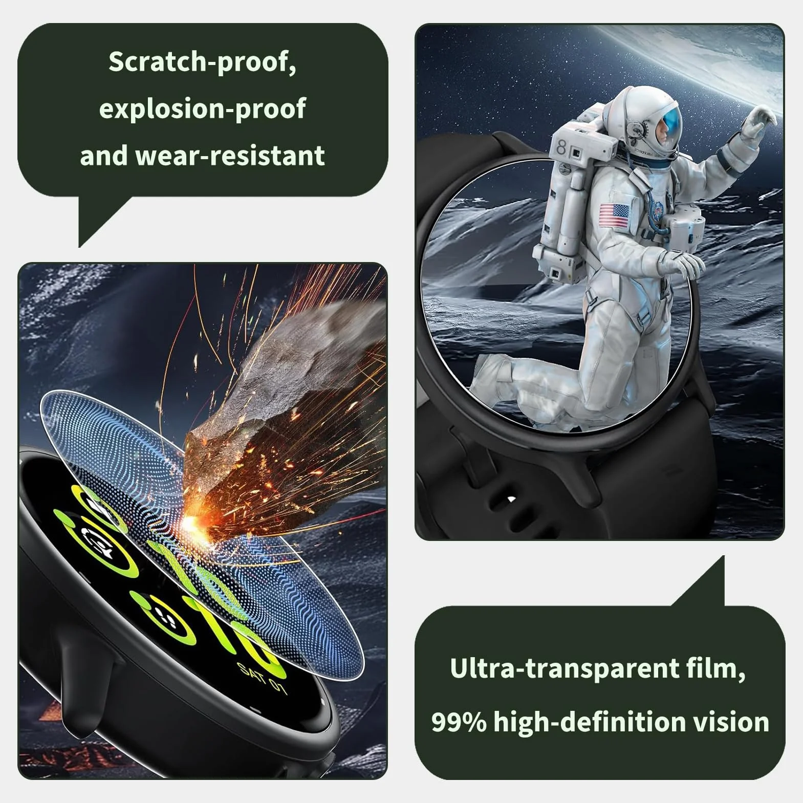 Protector Pantalla Compatible con Garmin Vivoactive 5, Película Hidrogel HD TPU Flexible, 8 Piezas
