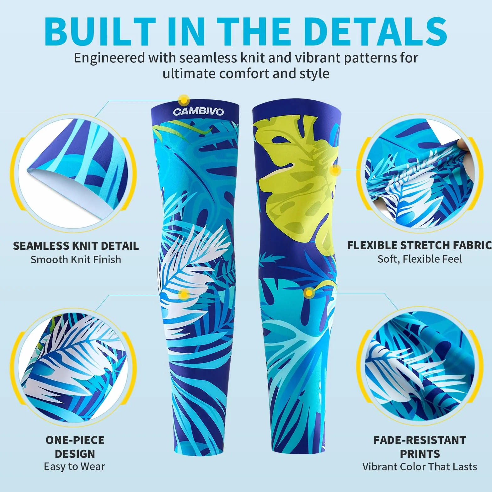 CAMBIVO Mangas para Brazos Protección UV UPF50+, Manguitos sin Costuras Elásticos para Running Ciclismo Padel