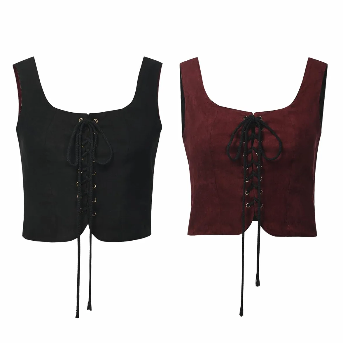 CAMDOM Chaleco renacentista con cordones para mujer, chaleco gótico steampunk, disfraz de cosplay