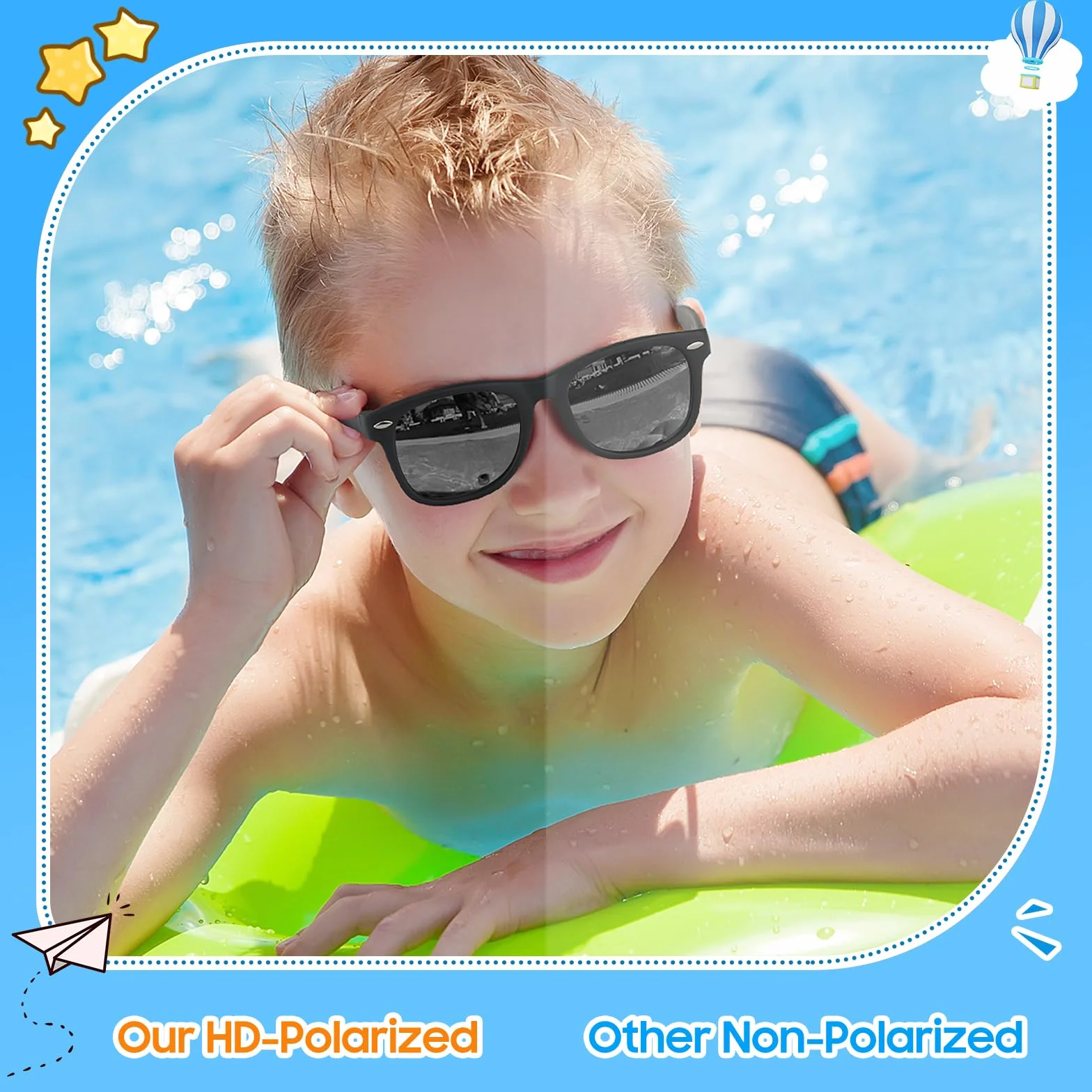 Gafas de Sol Polarizadas Niño Niña 3-10 Años UV400 Protección Flexibles Goma Infantiles