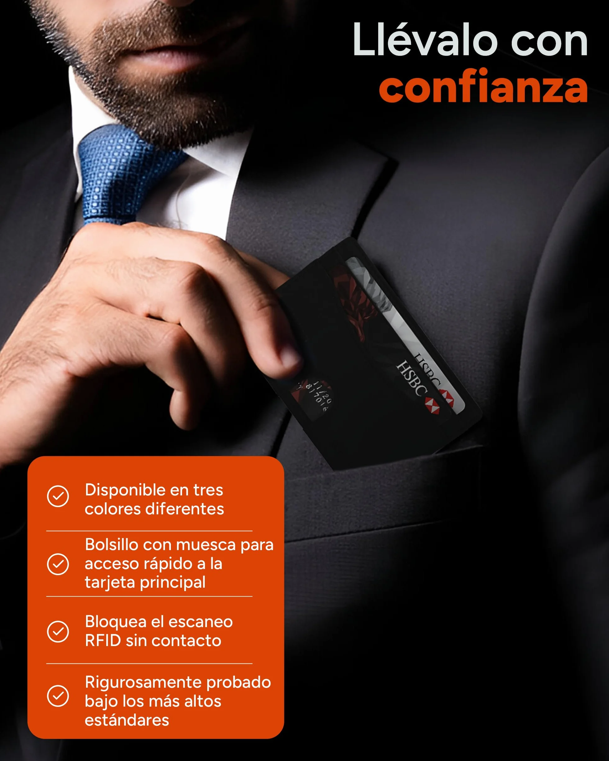 AKIELO Tarjetero Minimalista Bloqueo RFID Caja Regalo Cartera Hombre Fina Compacta Colección Echo