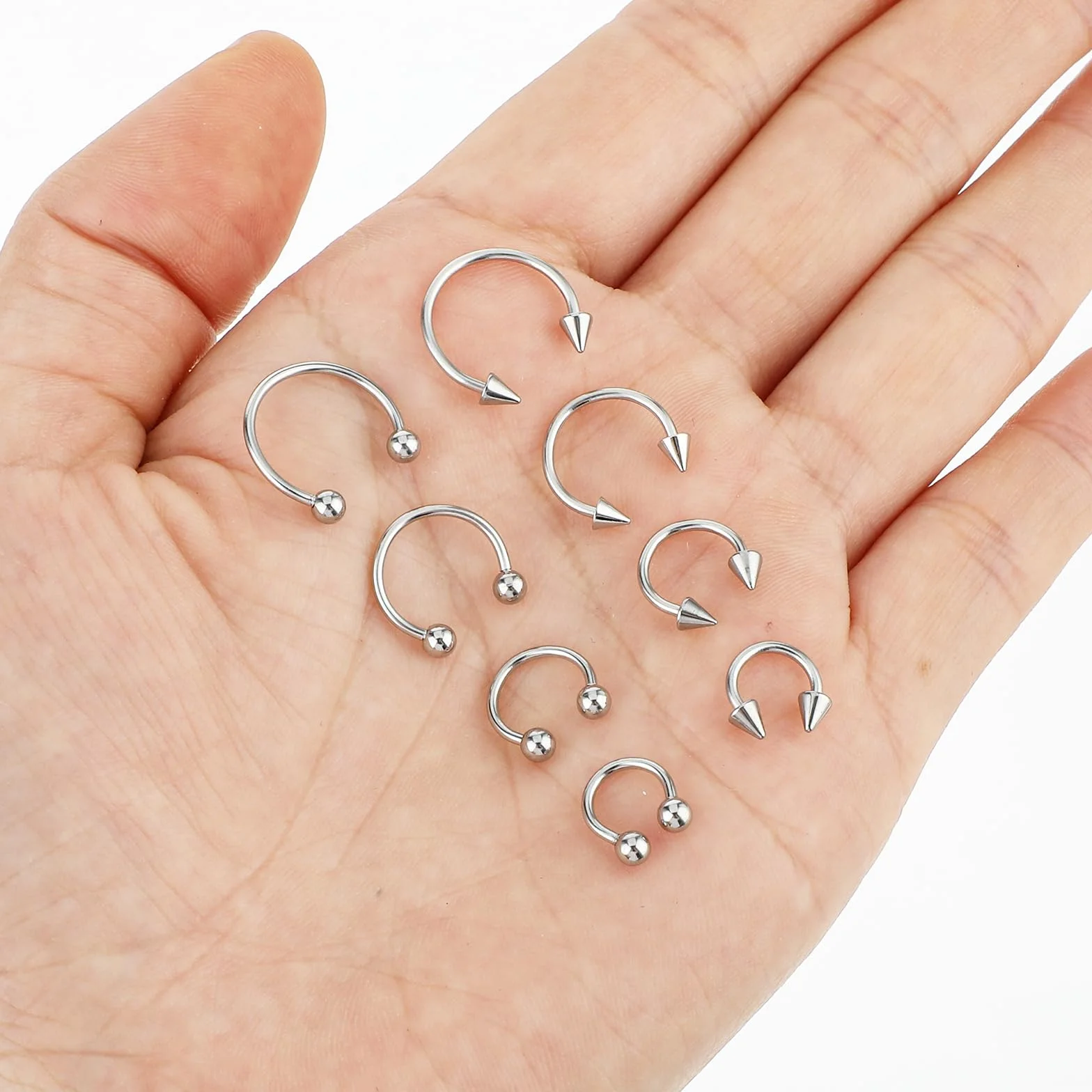 Piercings de Nariz de Acero Inoxidable 16G Bisagra Sin Costuras Herradura Joyería Cartílago Labios