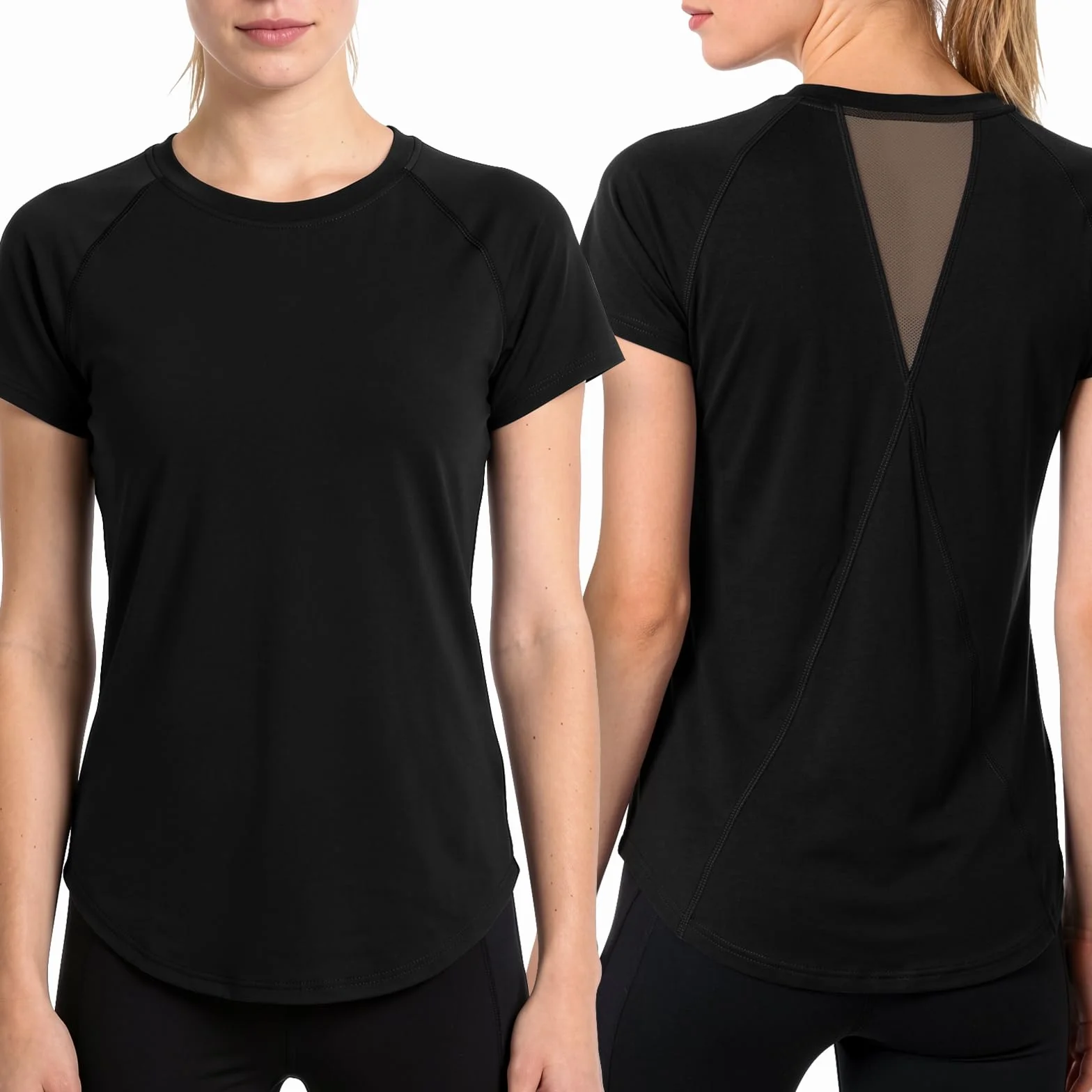 DiULi Camiseta Deportiva Mujer Manga Corta con Malla Espalda Ajuste Holgado Ropa Entrenamiento Atlético Yoga Pilates Fitness Top