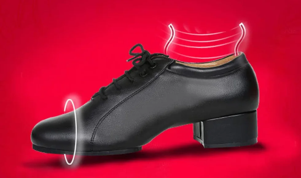Zapatos de Baile de Salón para Hombre de Cuero con Tacón de Encaje 3cm 4,5cm Salsa Latina