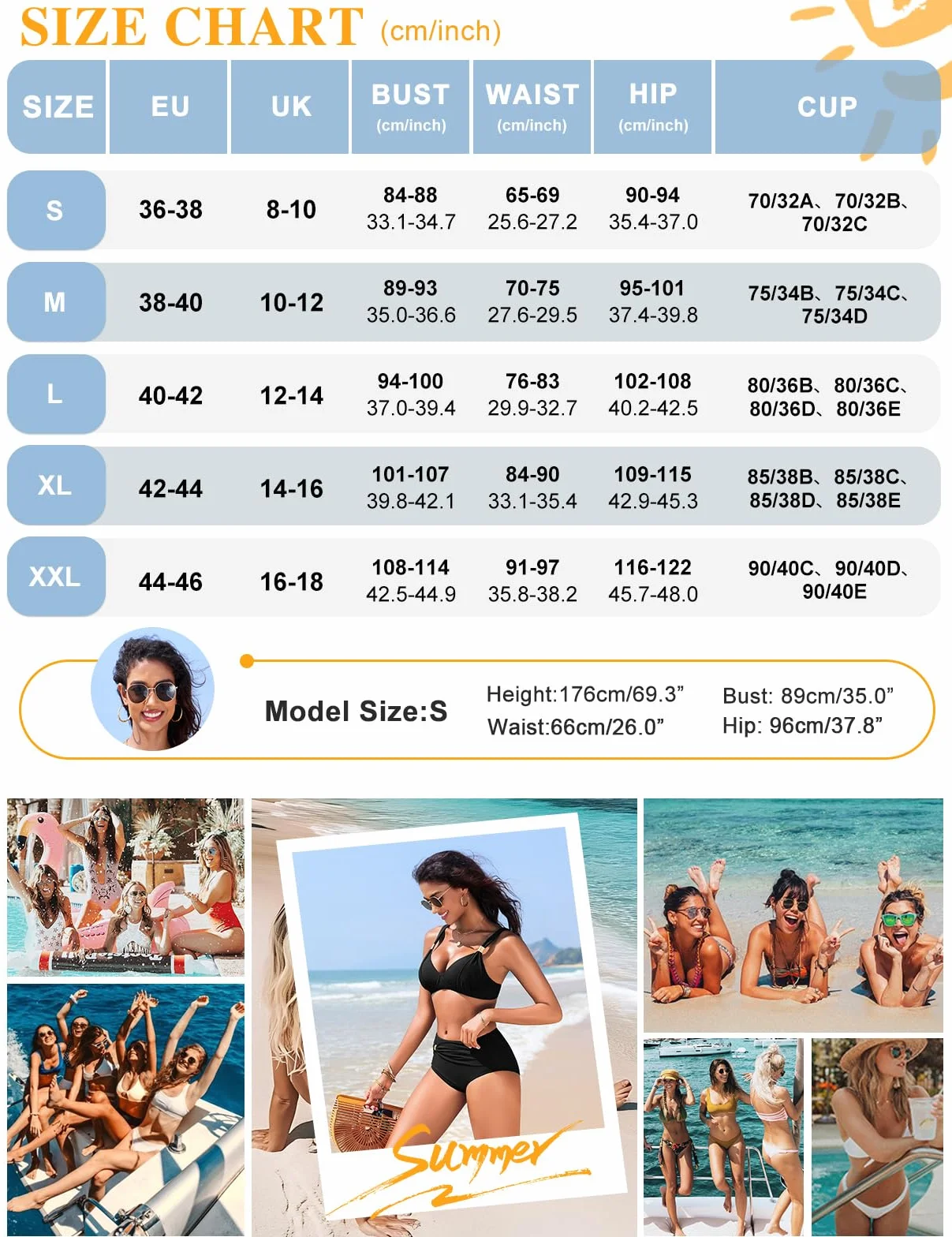 Bikini Mujer Cintura Alta Diseño Envolvente Tirantes Ajustables Top con Aro Extraíble Bañador Playa