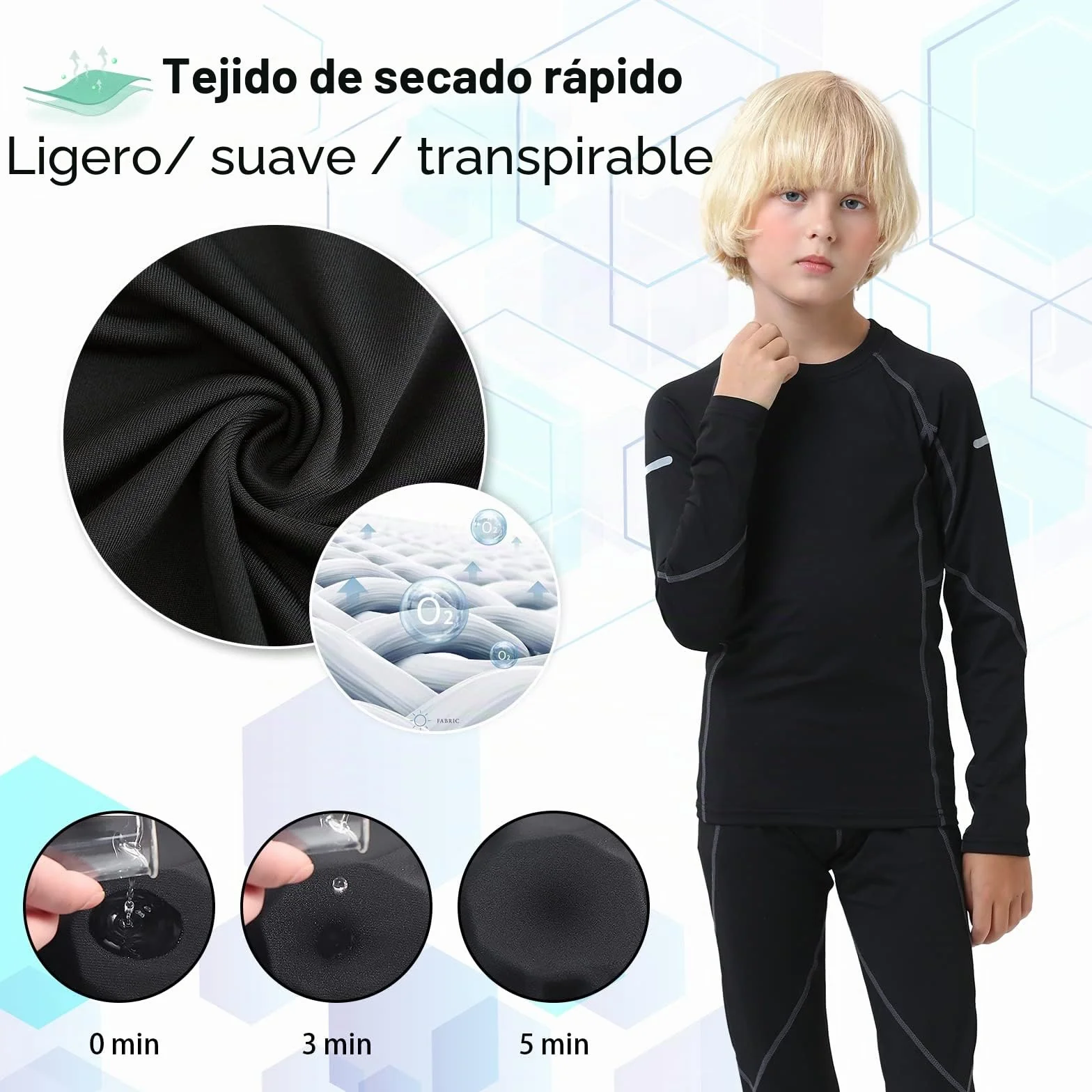 Leeboom Camiseta Termica Niño Futbol Ropa Transpirable Secado Rapido Entrenamiento Esqui Top Pantalon