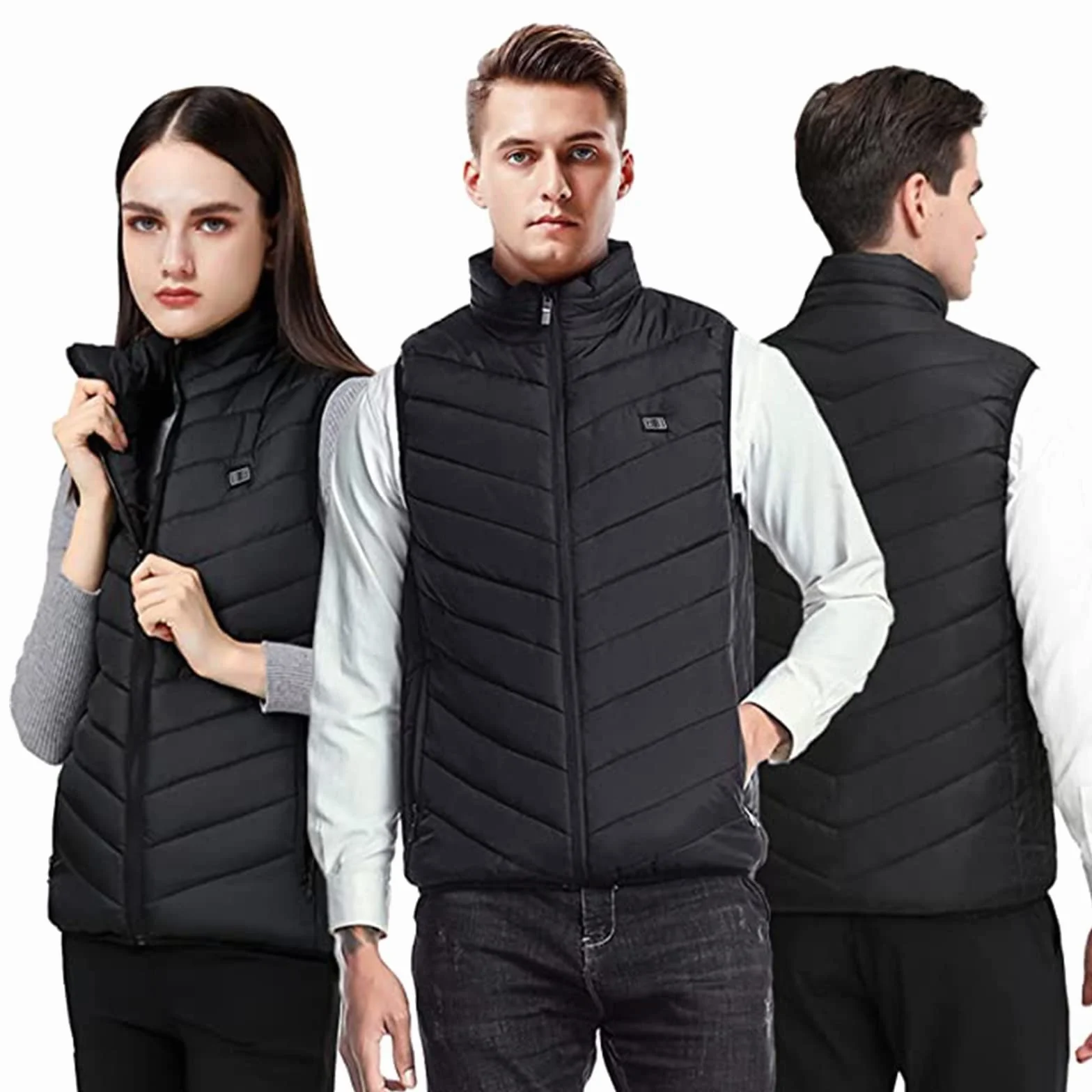 Monave Chaleco Calefactable Hombre 9 Elementos Calefacción Fibra Carbono 3 Niveles Temperatura Negro