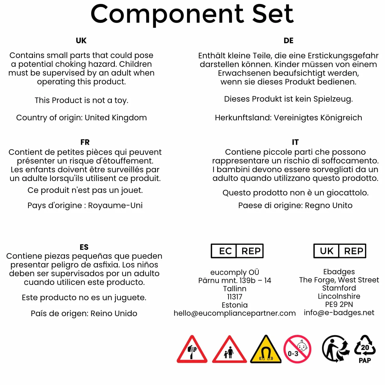 Componentes para 250 insignias de seguridad de la marca Enterprise Products 25 mm