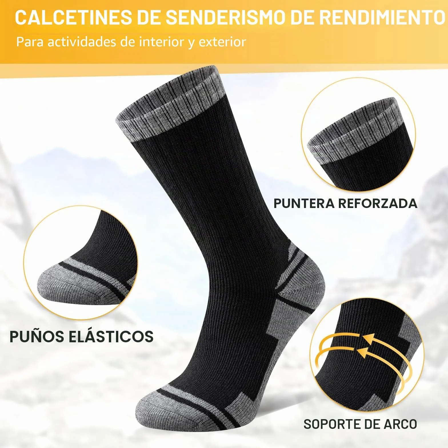 Calcetines Trekking Lana Merino Antiampollas Acolchado Transpirables 3 Pares