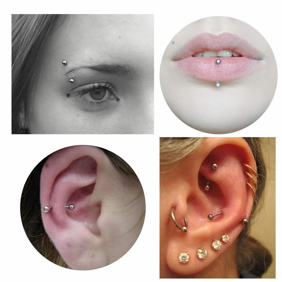 Piercing Curvados Acero Inoxidable 16G Labio Ceja Anillo Labret Septum Helix Rook Cartilago Oreja 6mm 8mm 10mm