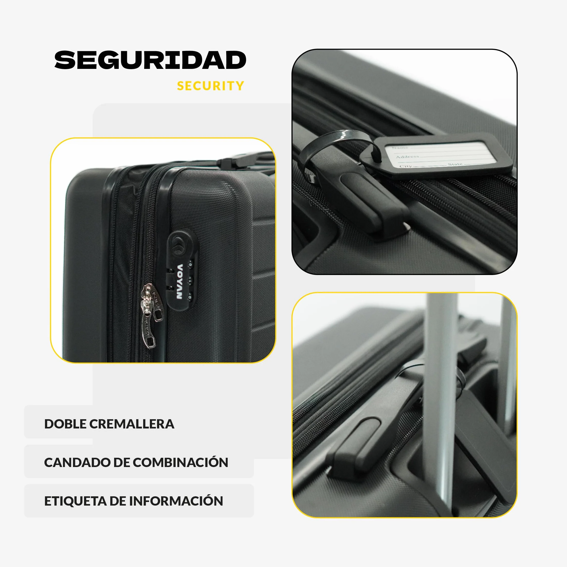 VOYAN Maleta Grande 23kg SDR Gris 68x46x28 Expandible, Trolley Rigido ABS Ligero 4 Ruedas 360°