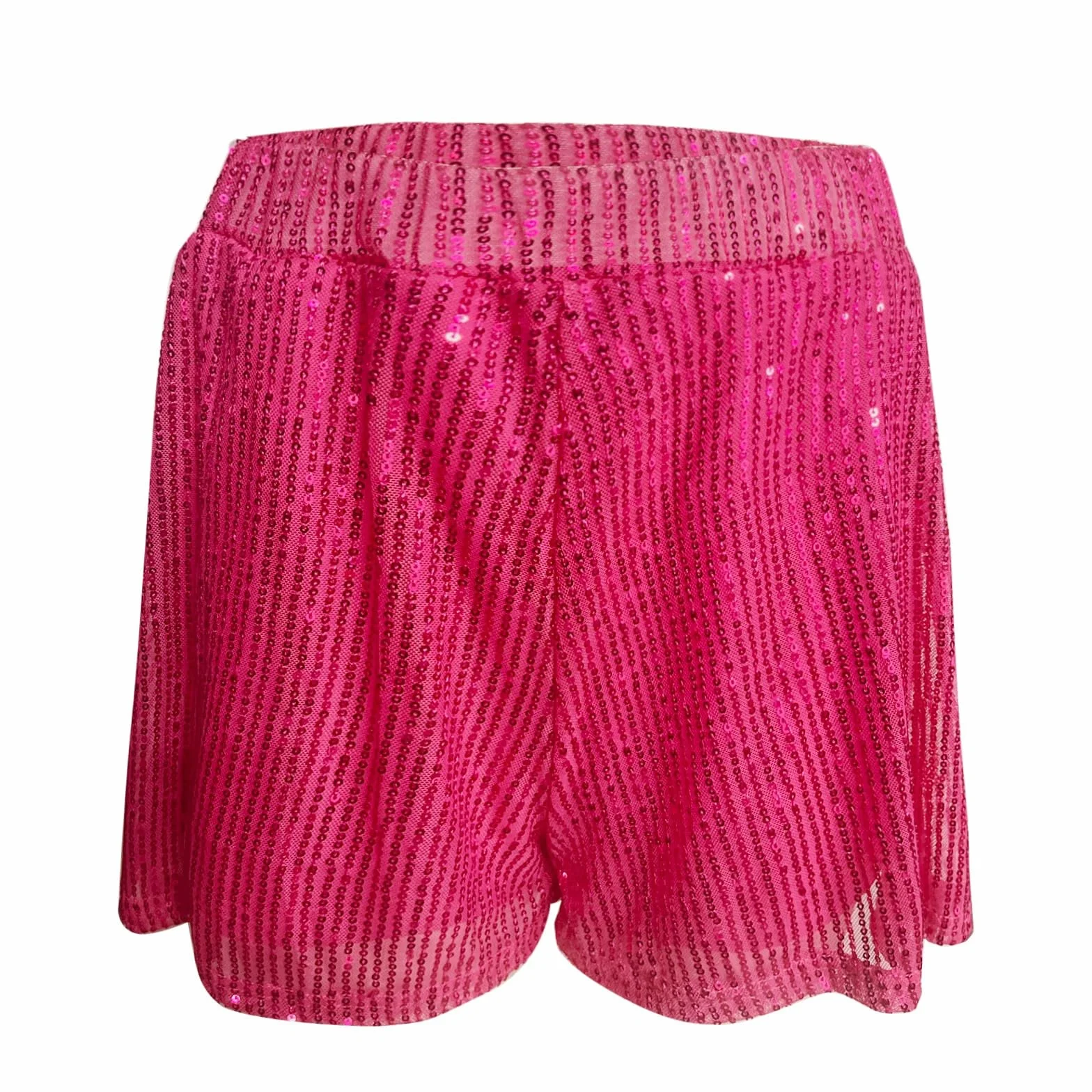 Pantalones cortos 3/4 purpurina brillante lentejuelas mujer Rosa intenso L