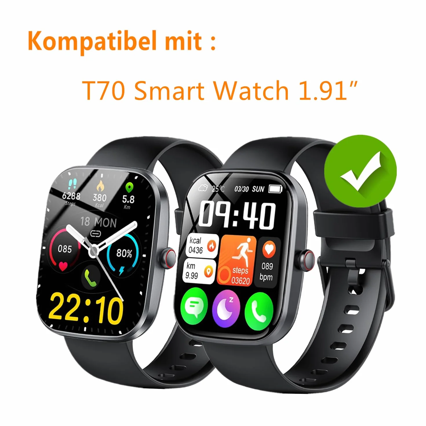 Protector de pantalla compatible con Soudorv Uaue Csasan T70 Smartwatch 1.91 pulgadas 6 piezas HD Flexible TPU