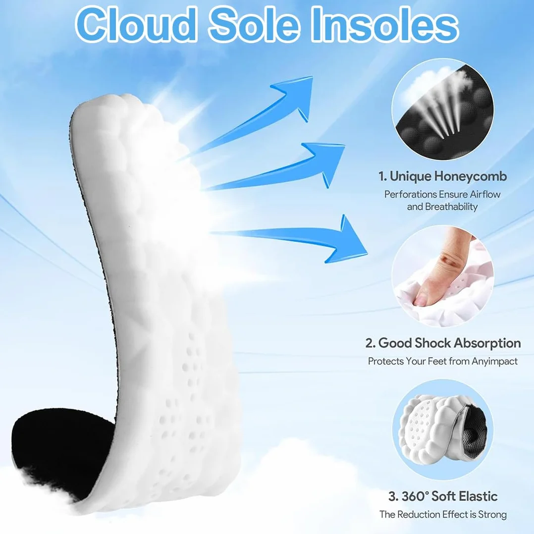 Plantillas Memory Foam para Deporte, Trabajo y Uso Diario - Ortopédicas Transpirables Amortiguadoras 43-44