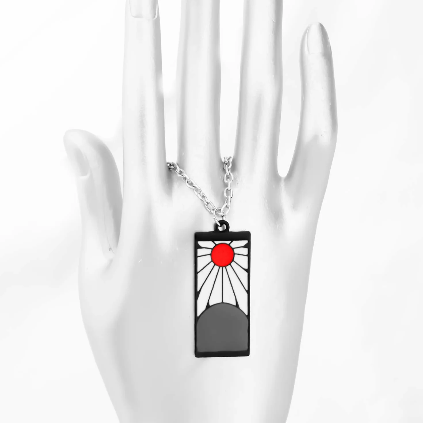 FAADBUK Demon Anime Inspired Jewelry - Collar y llavero Tanjirou Anime Cosplay Regalos, L, Acero inoxidable