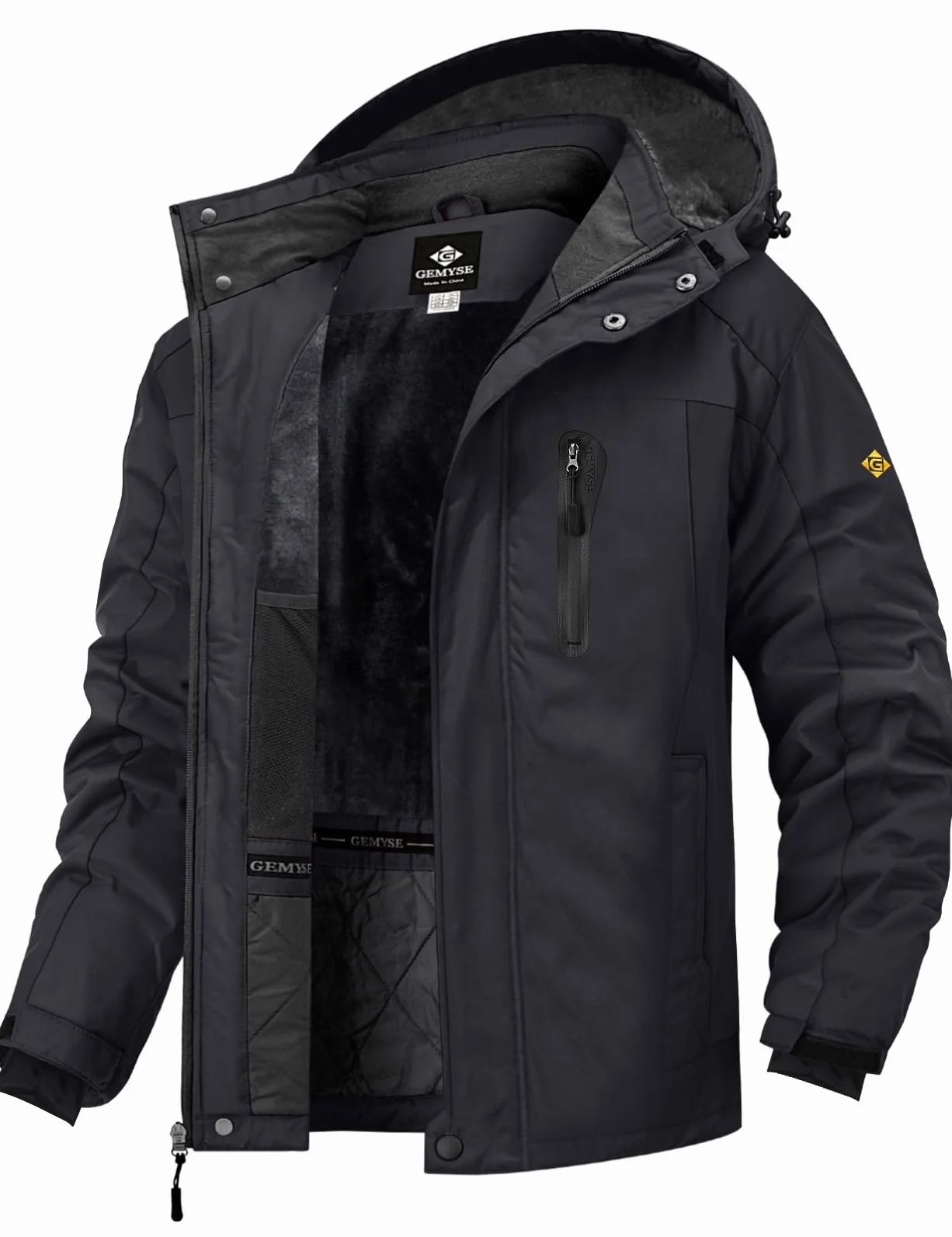 GEMYSE Chaqueta esquí hombre cortaviento capucha snowboard impermeable forrada funcional