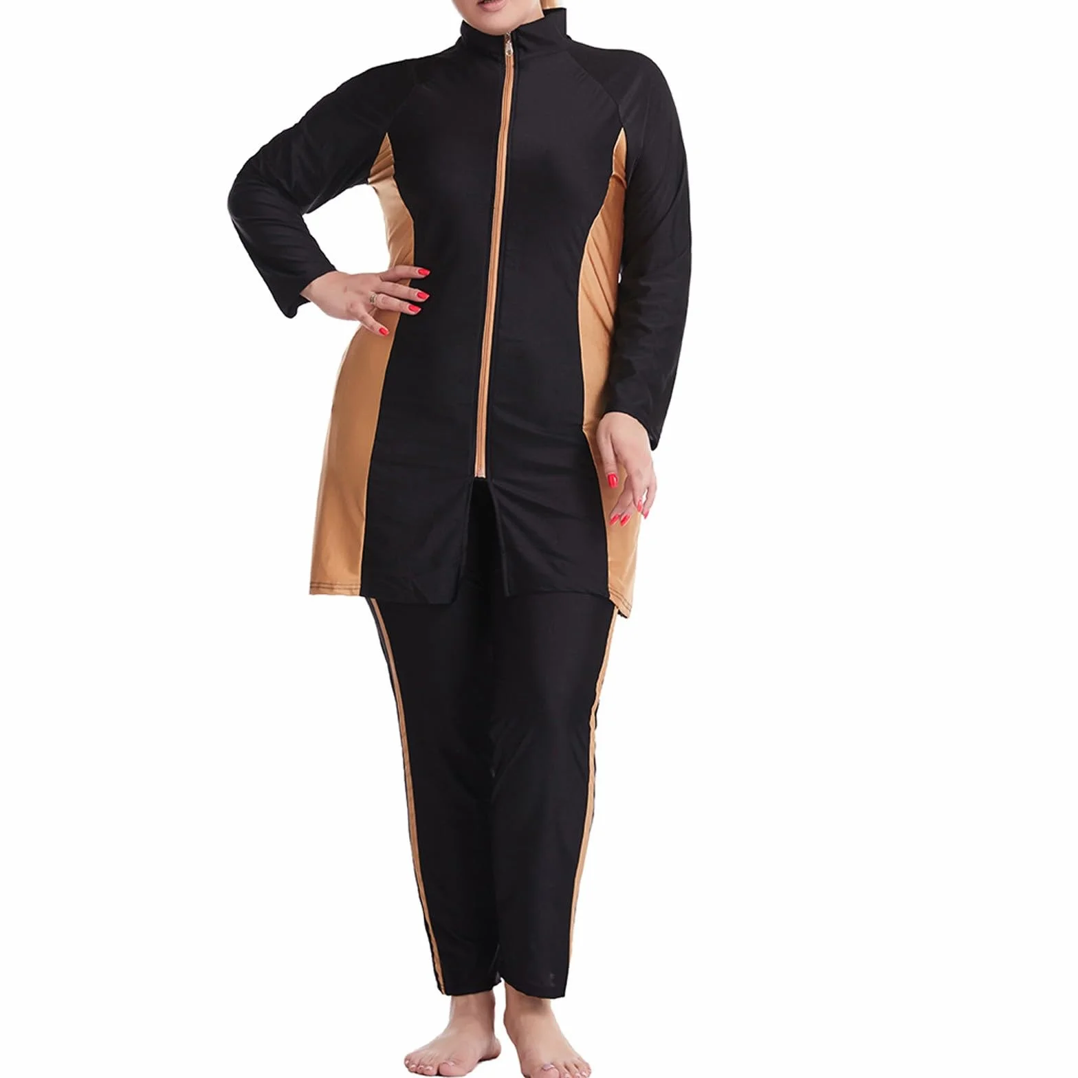 Burkini de Natación Islámico con Capucha y Pantalones Holgados para Mujer Traje de Baño Completo Conservadora