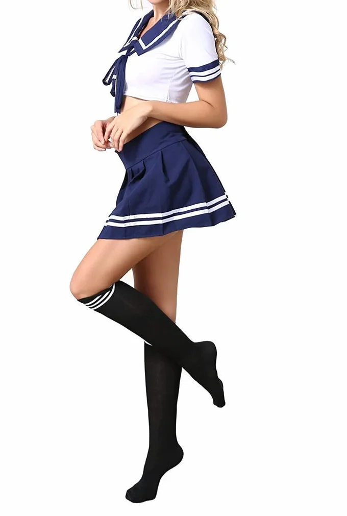 NAVARCH Sexy School Girl Costume Uniform Set Mini Skirt Cosplay