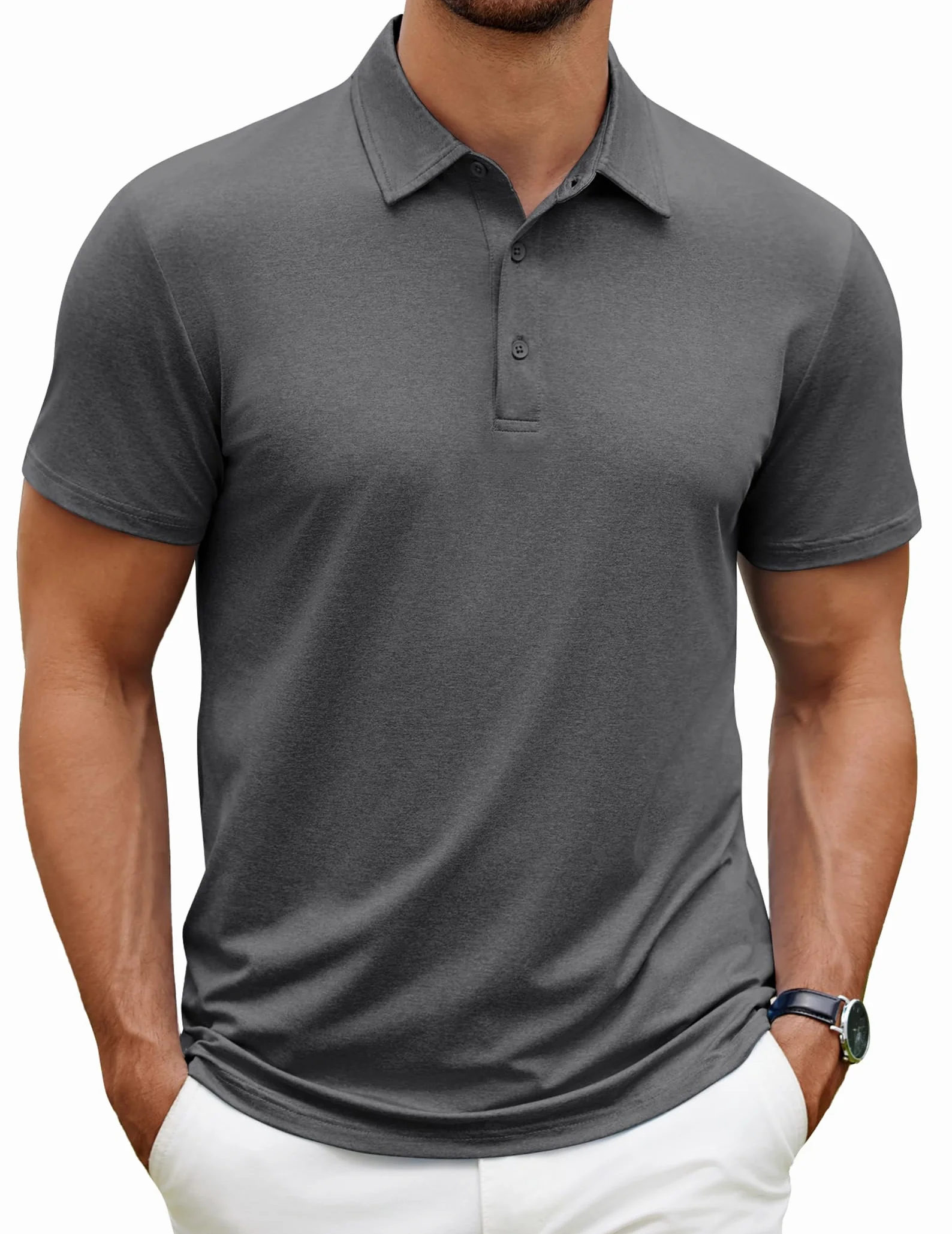 COOFANDY Polo de manga corta para hombre, transpirable, de secado rápido, camiseta técnica deportiva básica