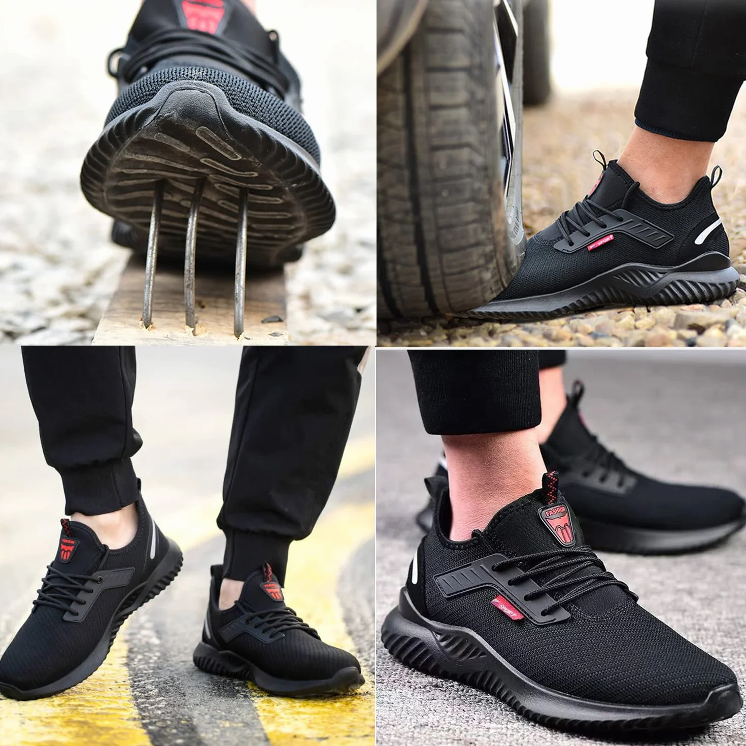 Calish Zapatos de Seguridad Hombre Mujer Puntera de Acero Antideslizantes Transpirables