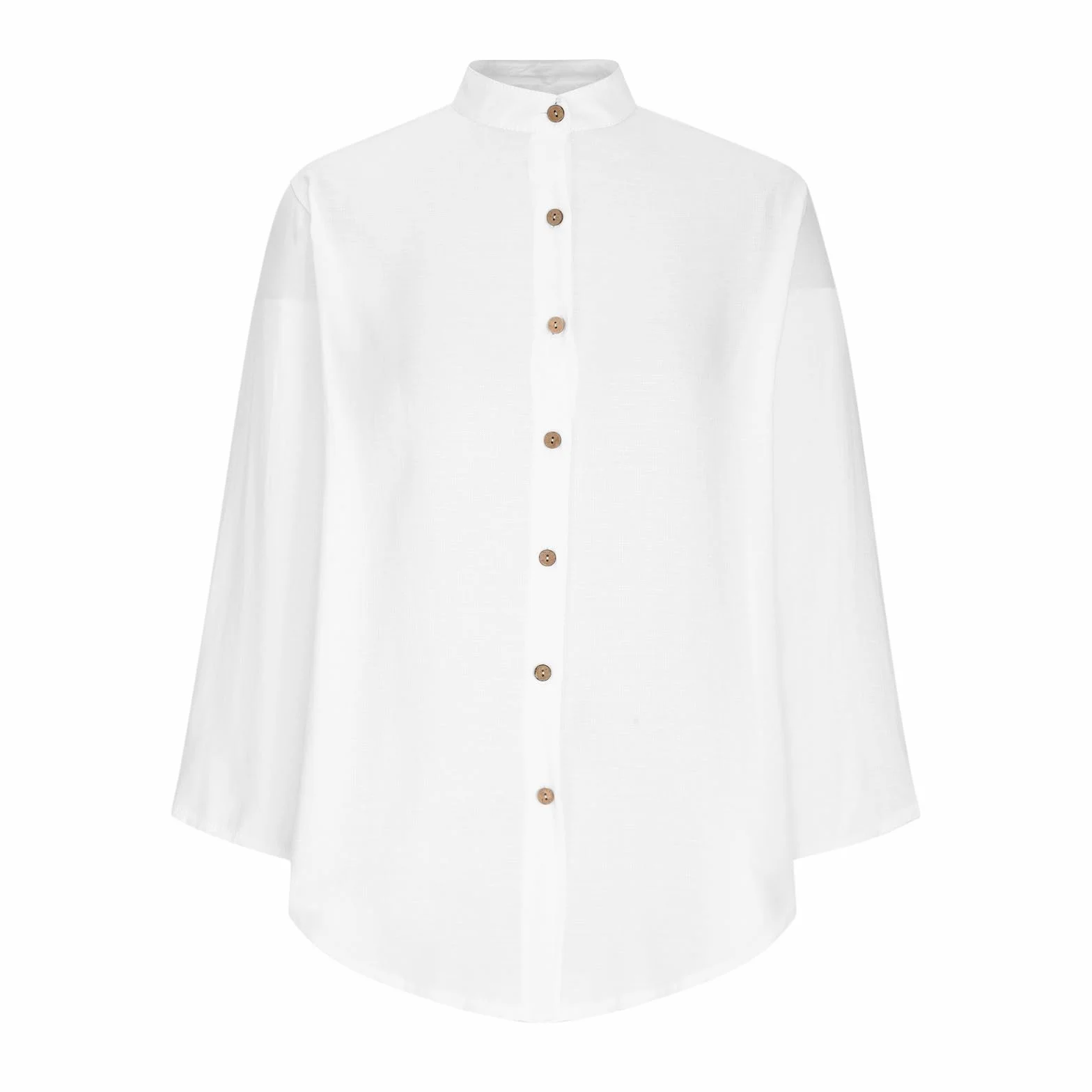 Camisa Mujer Lino Algodón Manga Larga Blusa Color Sólido Cuello en V Botones Bolsillos Elegante Transpirable
