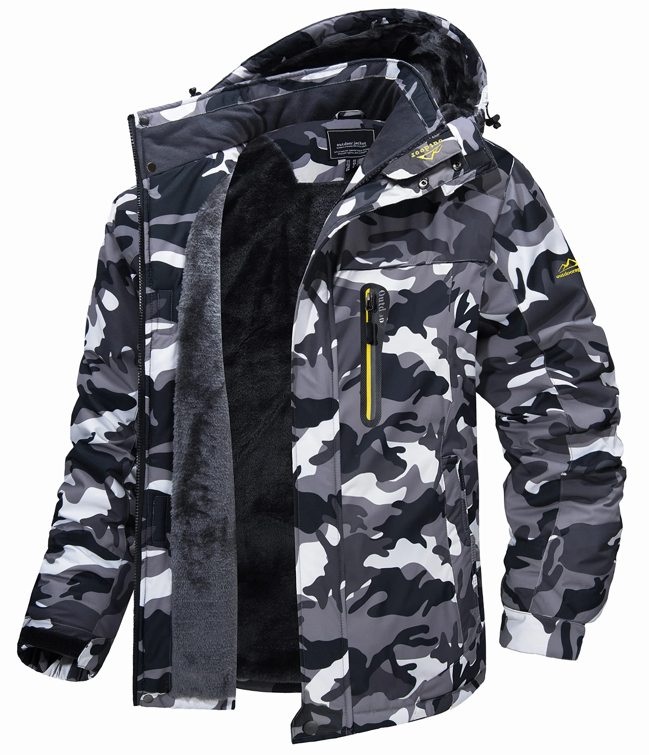 MAGCOMSEN Chaqueta de esquí impermeable para hombre a prueba de viento Mountain Parka con capucha