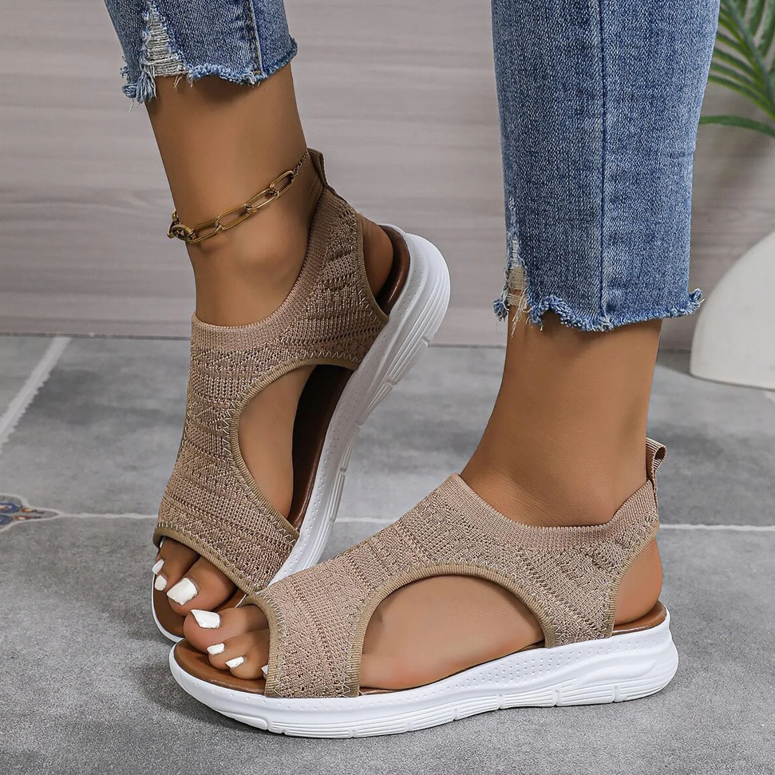 Sandalias Deportivas Ortopédicas para Mujer Moda con Punta Abierta Cuña Lavable de Verano
