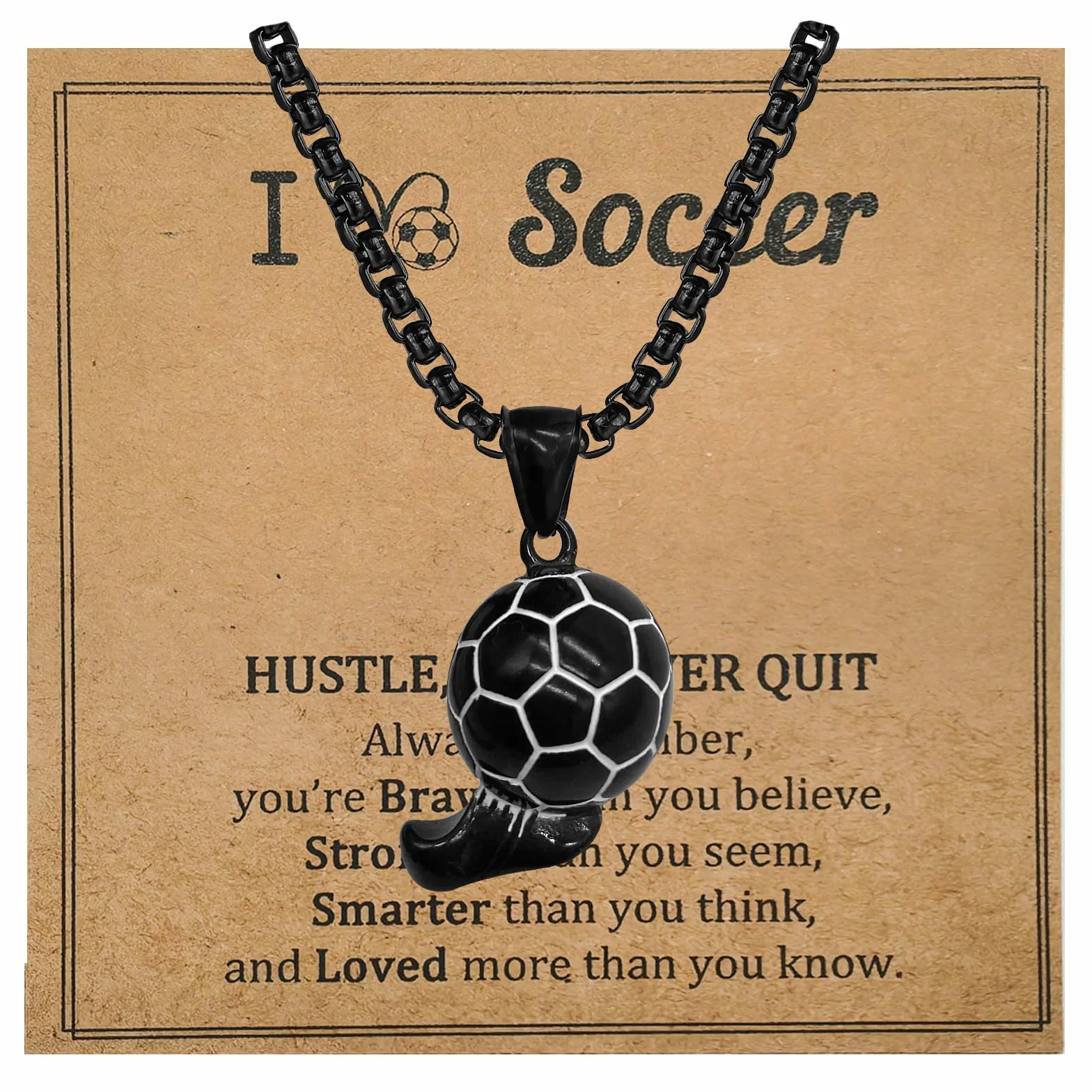 Regalo Futbol Niño Cadena Joyería 23 Pulgadas Negro