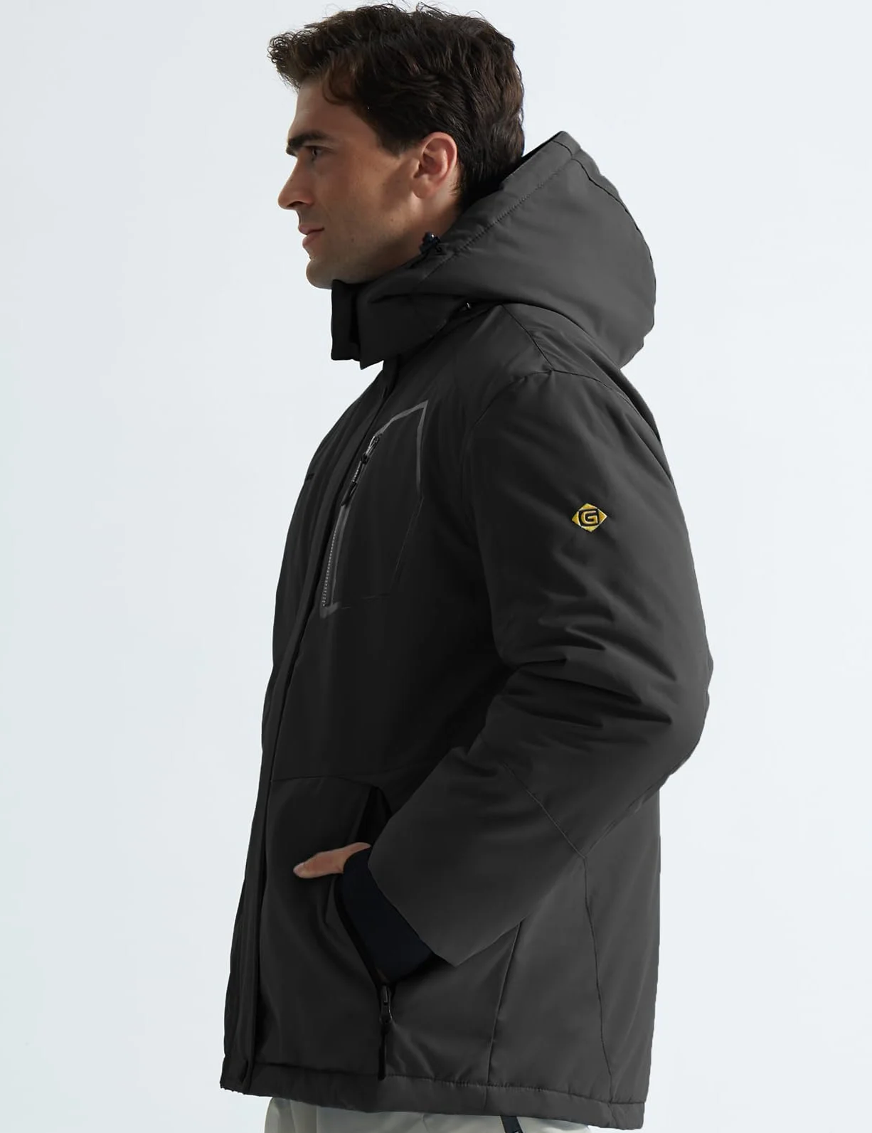 GEMYSE Chaqueta de Esquí Impermeable de Montaña para Hombre Abrigo de Invierno Antiviento con Capucha