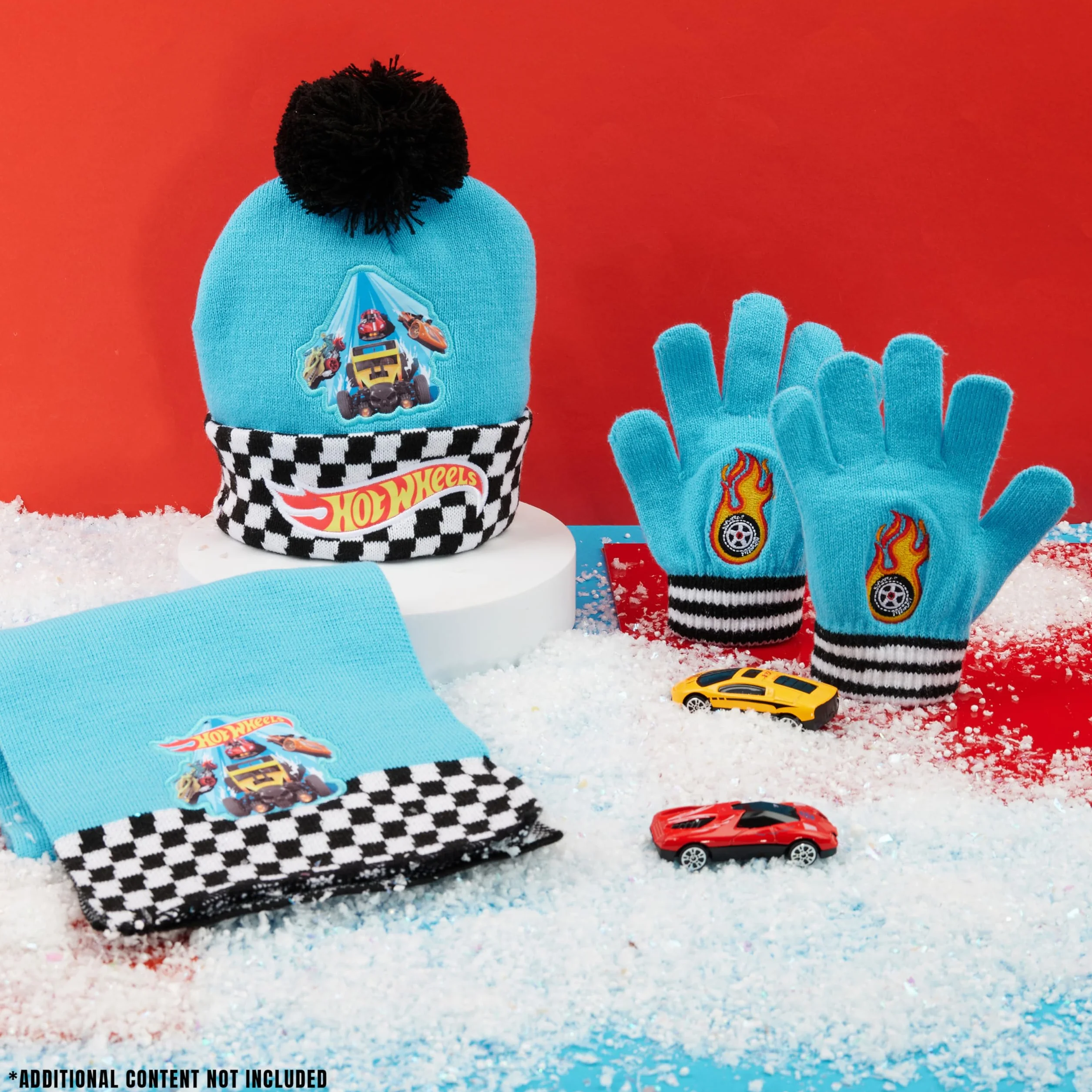 Hot Wheels Set de Invierno 3 Piezas Gorro Pompón Bufanda Guantes para Niños