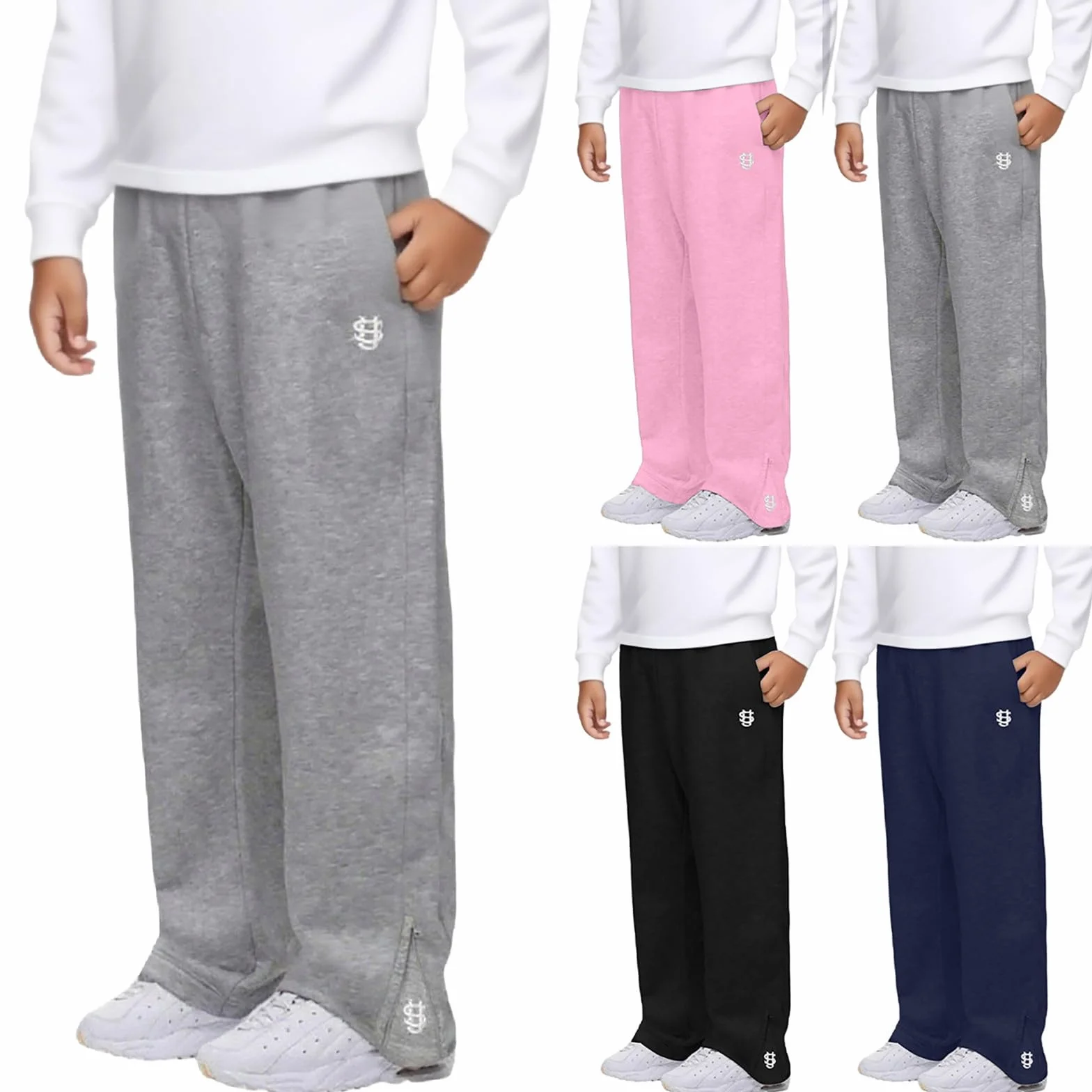 Pantalones de chándal holgados para niños adolescentes algodón cordón bolsillos pierna ancha cintura elástica