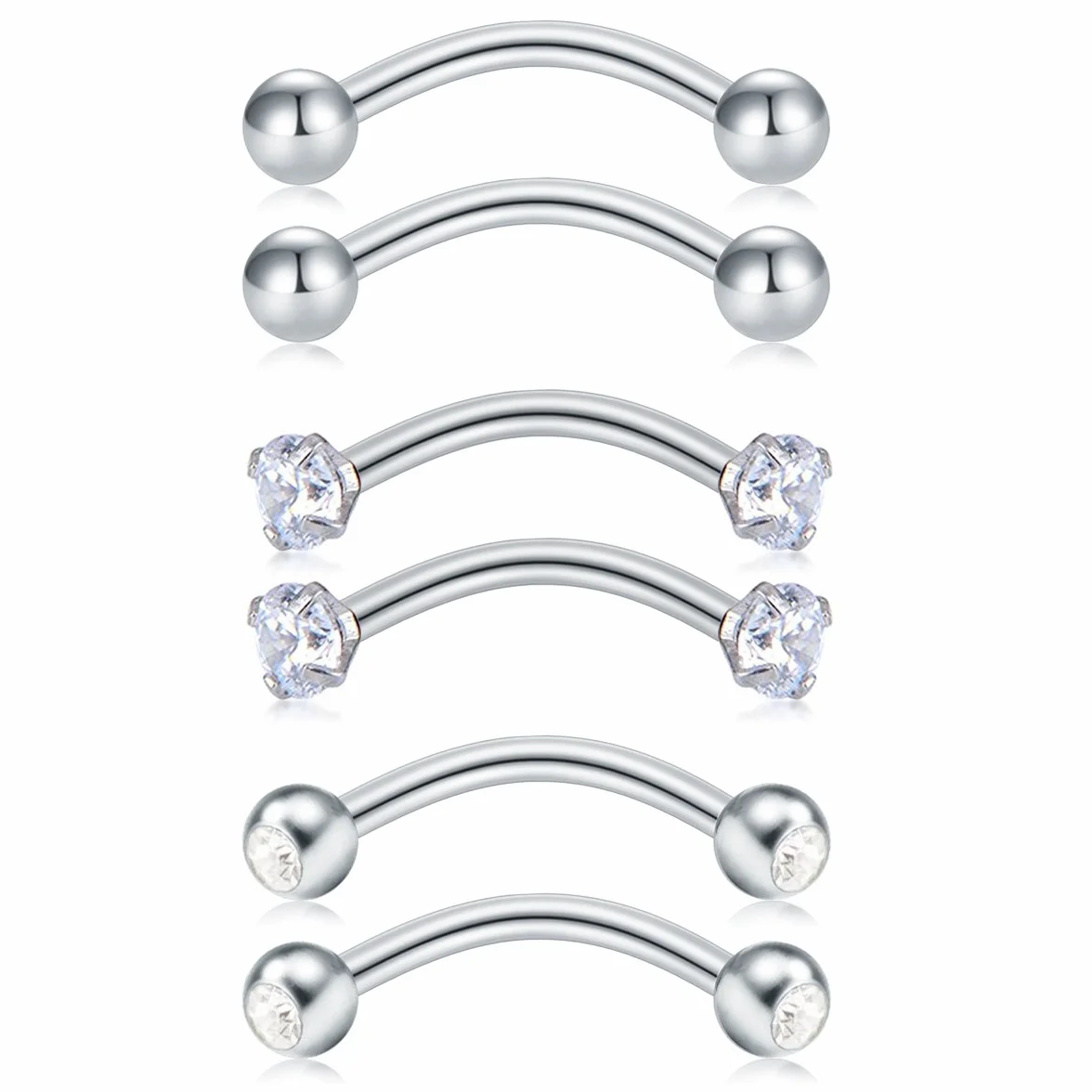 Piercing Curvados Acero Inoxidable 16G Labio Ceja Anillo Labret Septum Helix Rook Cartilago Oreja 6mm 8mm 10mm