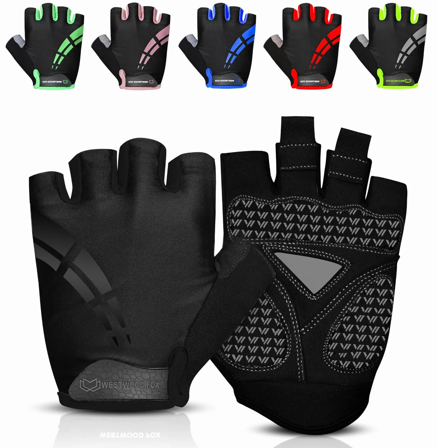 WESTWOOD FOX Guantes de Ciclismo Unisex con Acolchado de Gel Antideslizante Transpirables