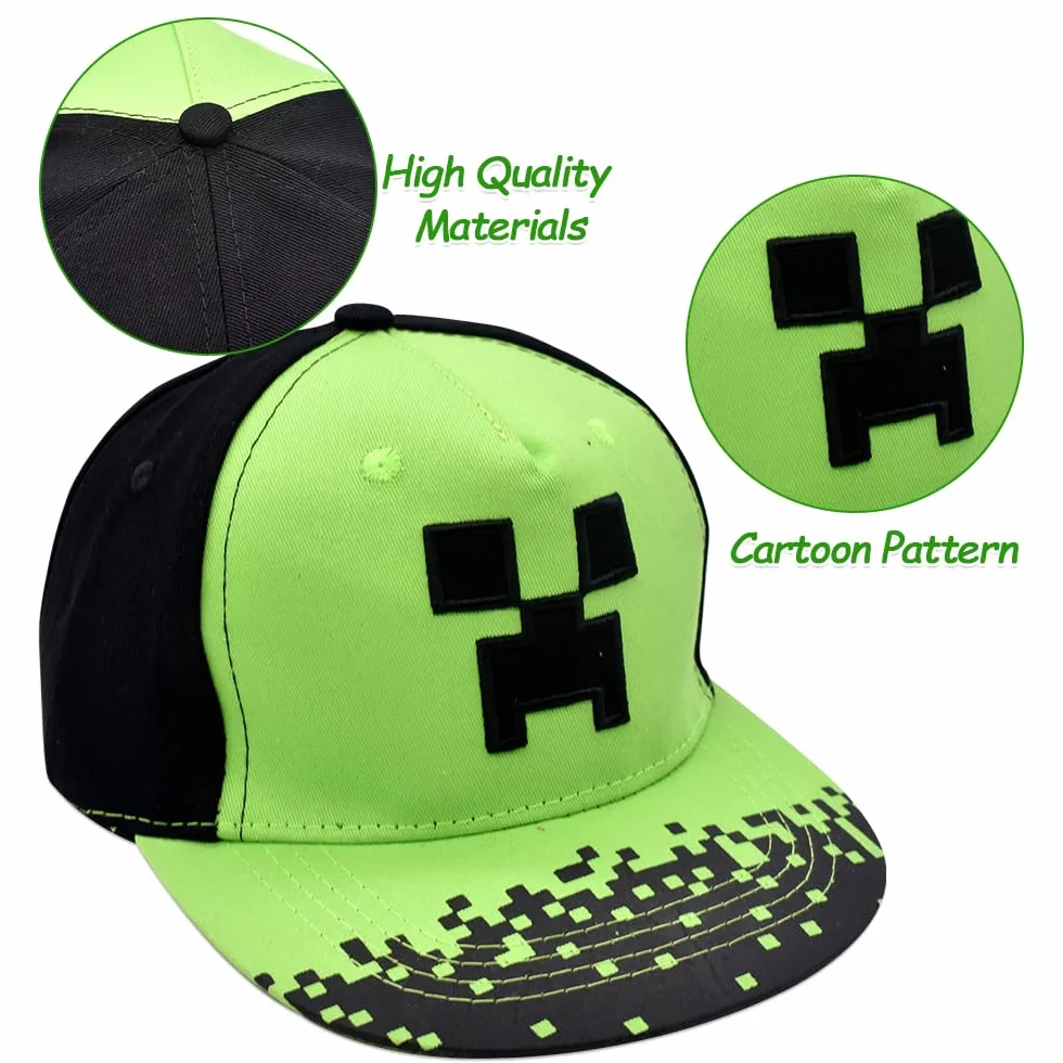 Minecraft Gorra de Béisbol para Niños, 2PCS Conjunto con Gafas de Sol, Bordada Transpirable Ajustable