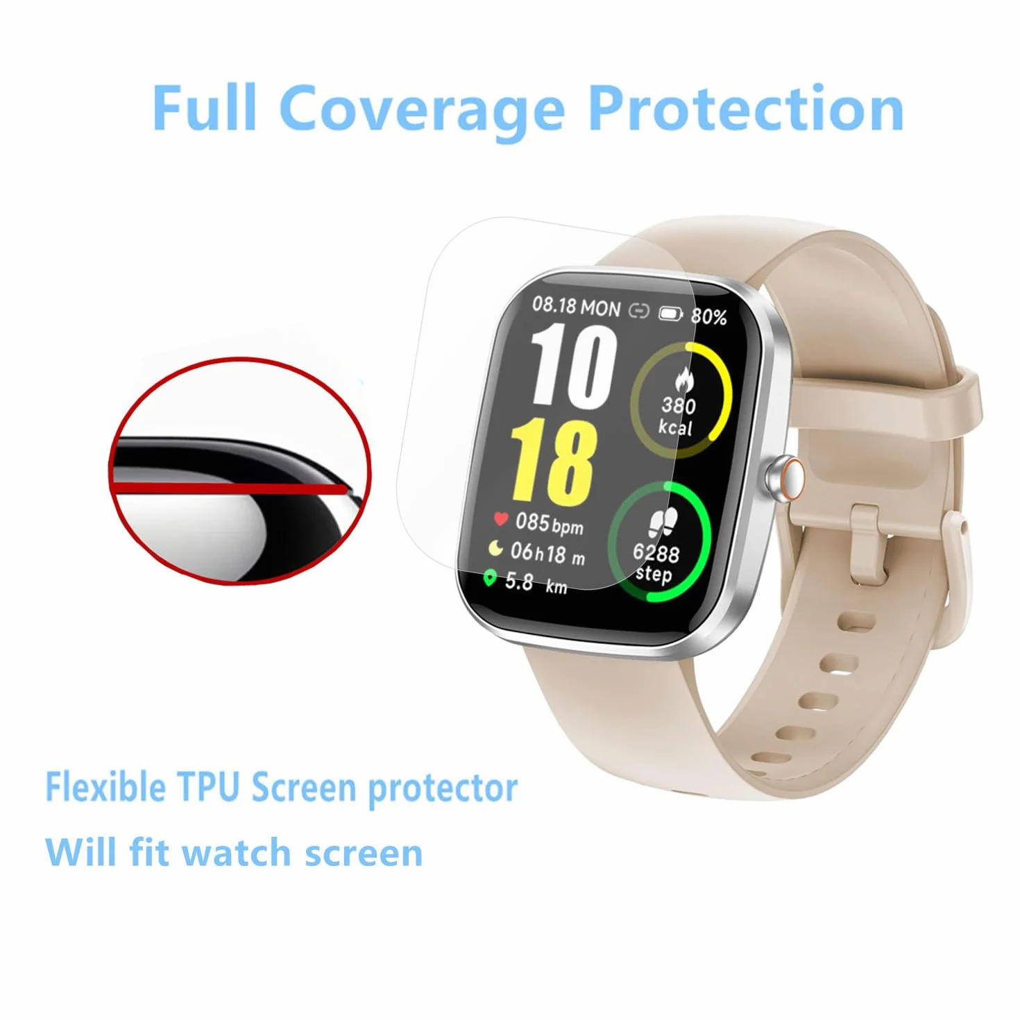 Protector de pantalla compatible con Soudorv Uaue Csasan T70 Smartwatch 1.91 pulgadas 6 piezas HD Flexible TPU