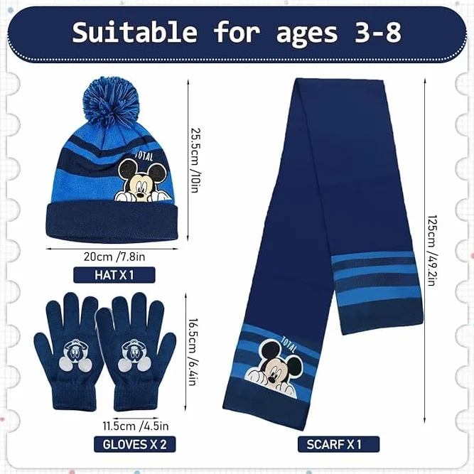 Set Guantes Niña Gorro Invierno Niño Bufanda Tejido de Punto