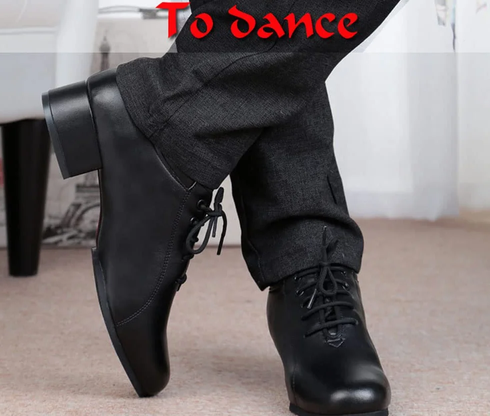 Zapatos de Baile de Salón para Hombre de Cuero con Tacón de Encaje 3cm 4,5cm Salsa Latina