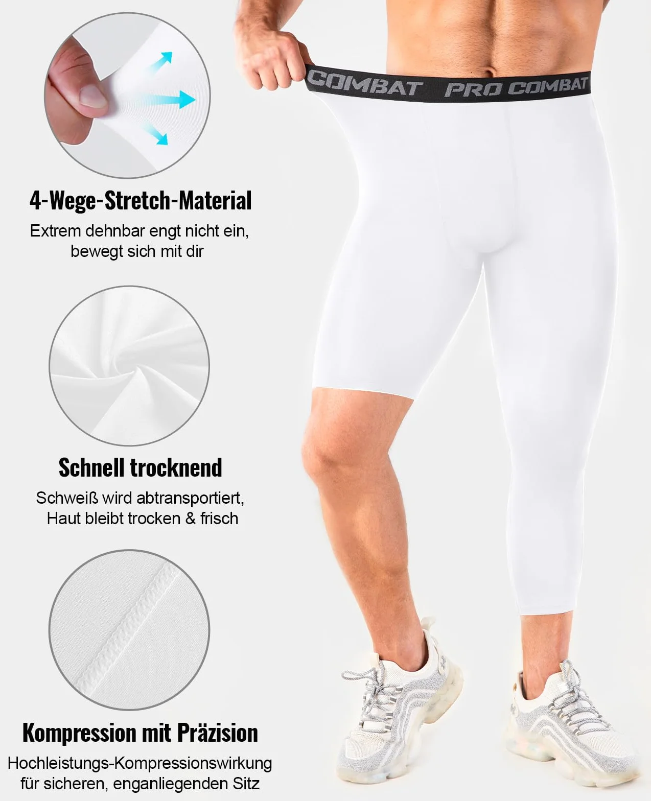 Pantalones de compresión para hombre Niksa 3/4 transpirables multideporte