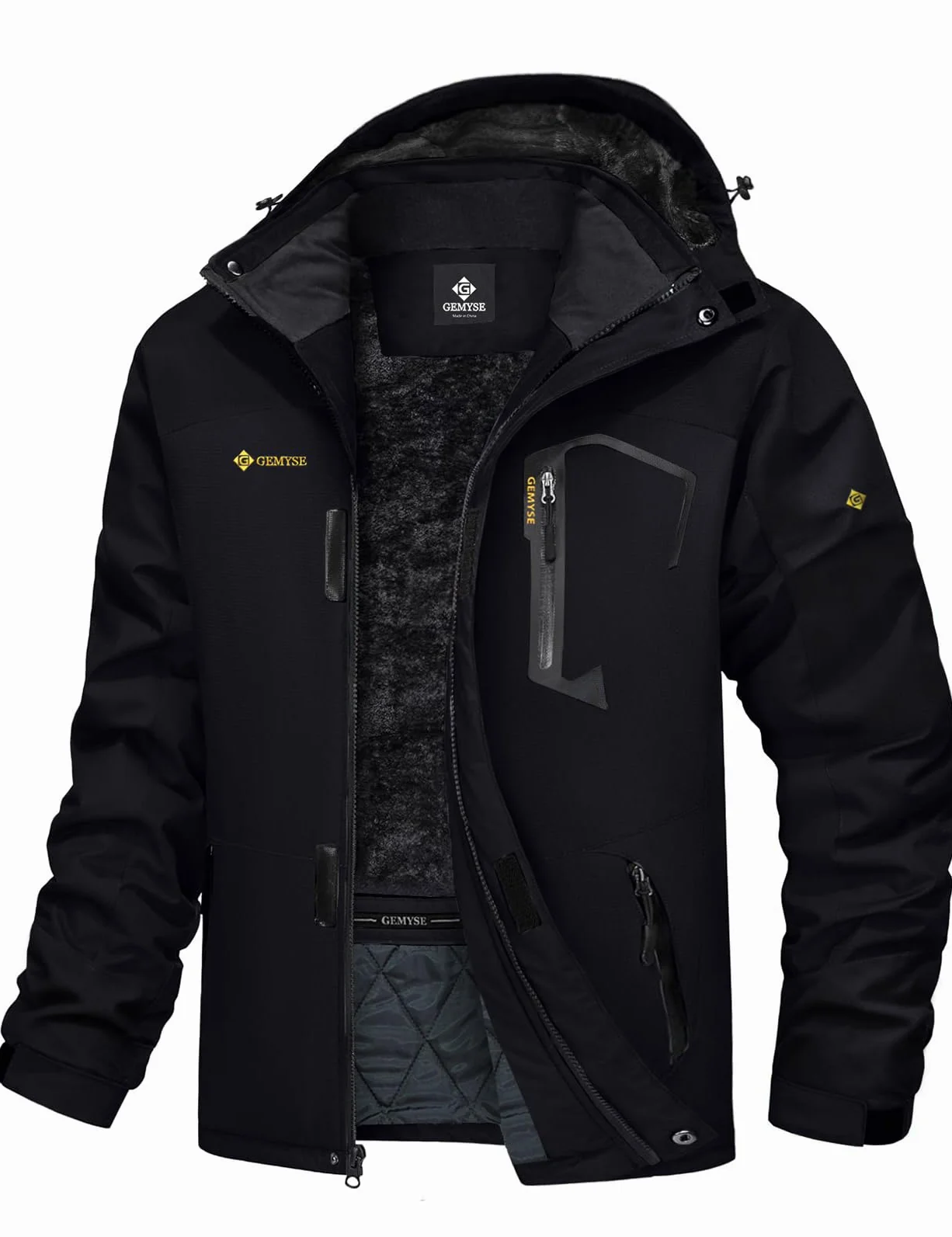 GEMYSE Chaqueta de Esquí Impermeable Hombre Abrigo Invierno Aire Libre Capucha