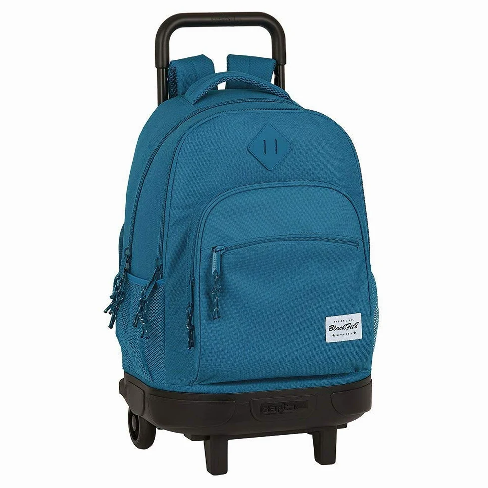 Blackfit8 Mochila Safta Escolar con Carro Incluido y Espalda Acolchada Egeo, 330x220x450mm - Mango telescópico|Ligera - Color azul
