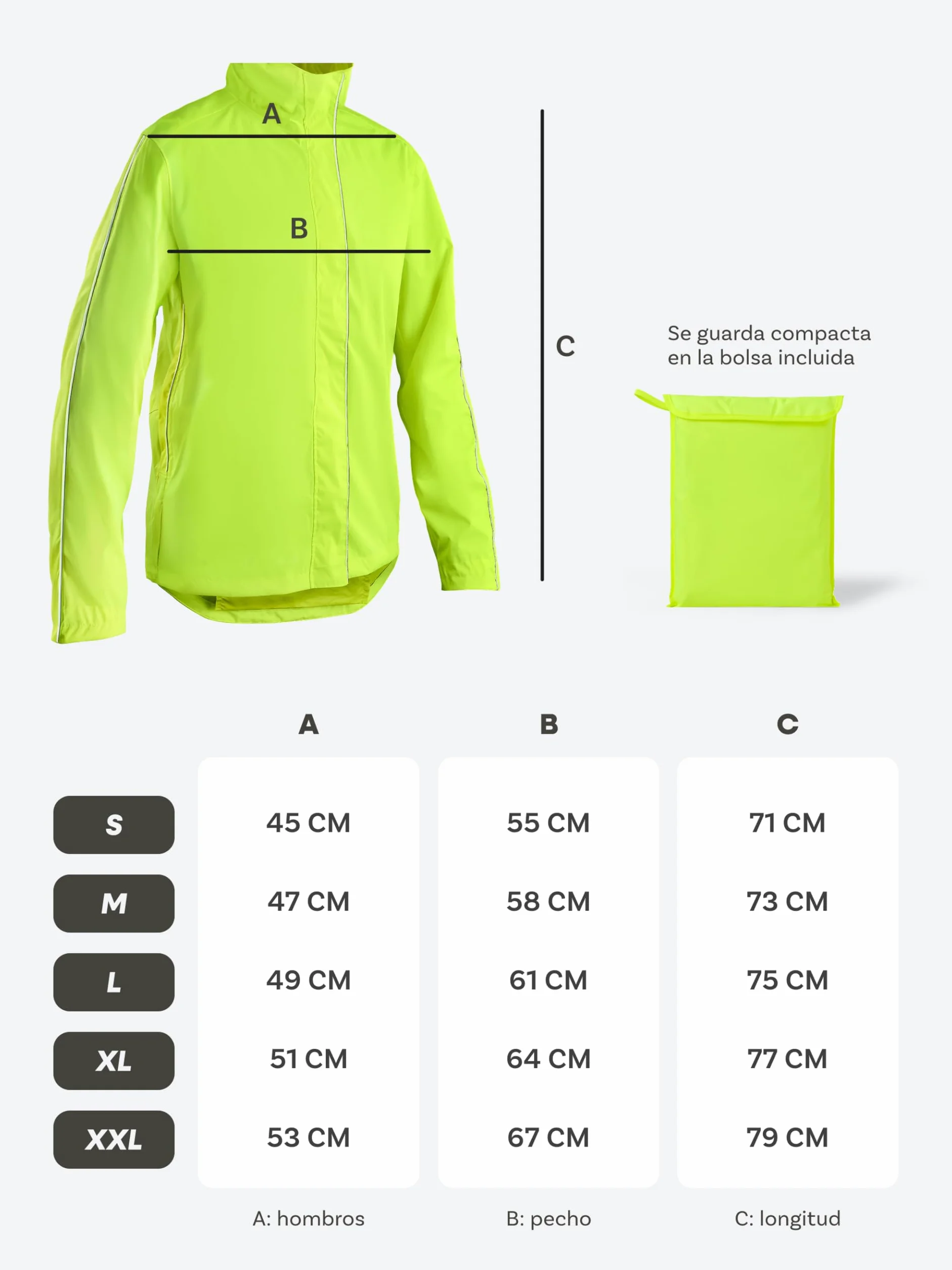 Chaqueta Ciclismo Hombre Mujer Impermeable Transpirable Lluvia Reflectante Capucha Bolsillo Trasero