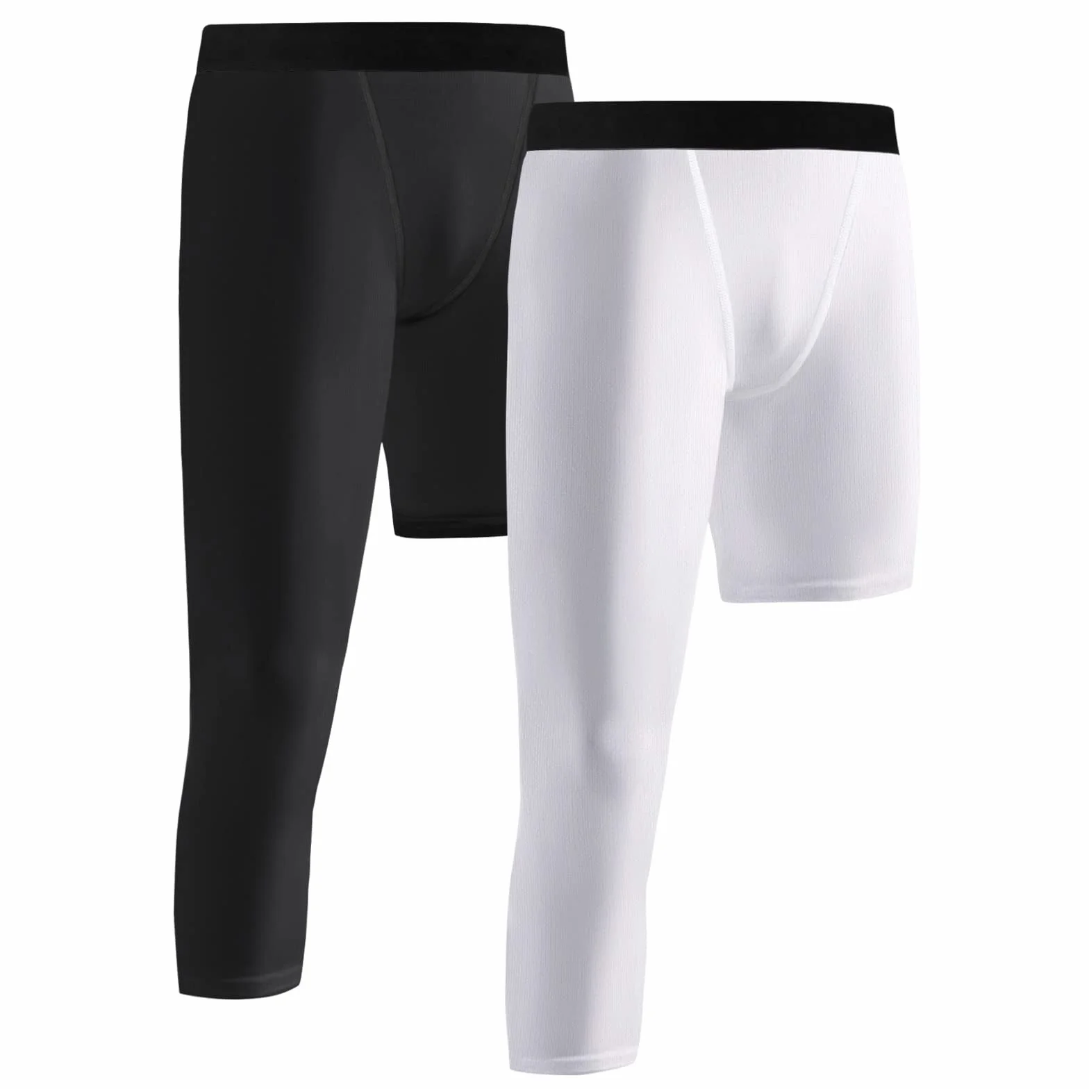 Monopod 2-Pack Niños Pantalones de Compresión 3/4 Leggings para Baloncesto Running Capri Tights