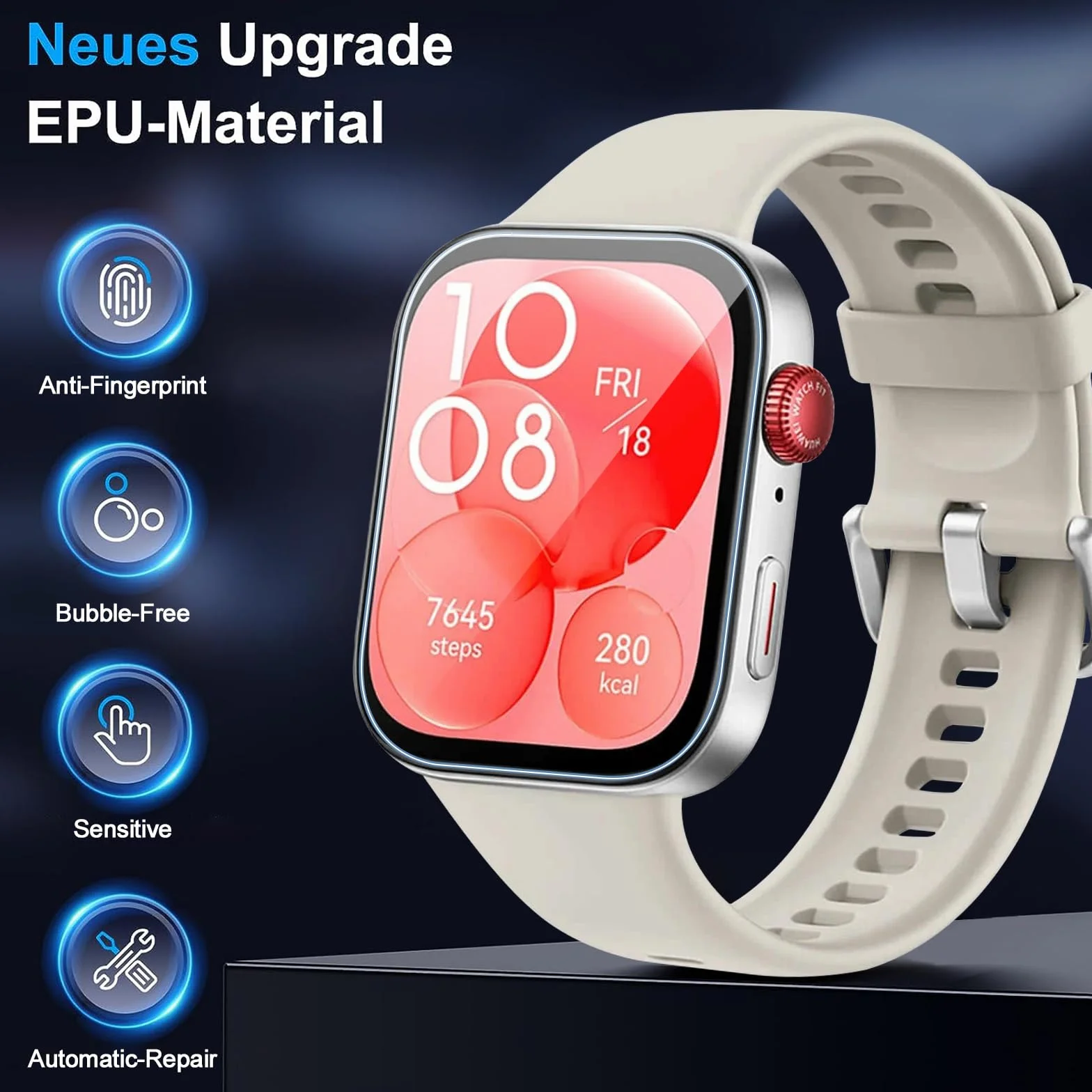 Protector de Pantalla para Huawei Watch Fit 3, Película de TPU Suave HD Transparente, 4 Pack