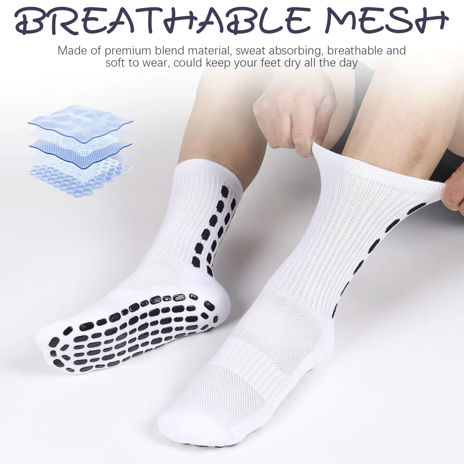 Barrlves 6 pares de calcetines de fútbol antideslizantes coloridos para deportes, fútbol, baloncesto, hospital, yoga, para hombres y mujeres