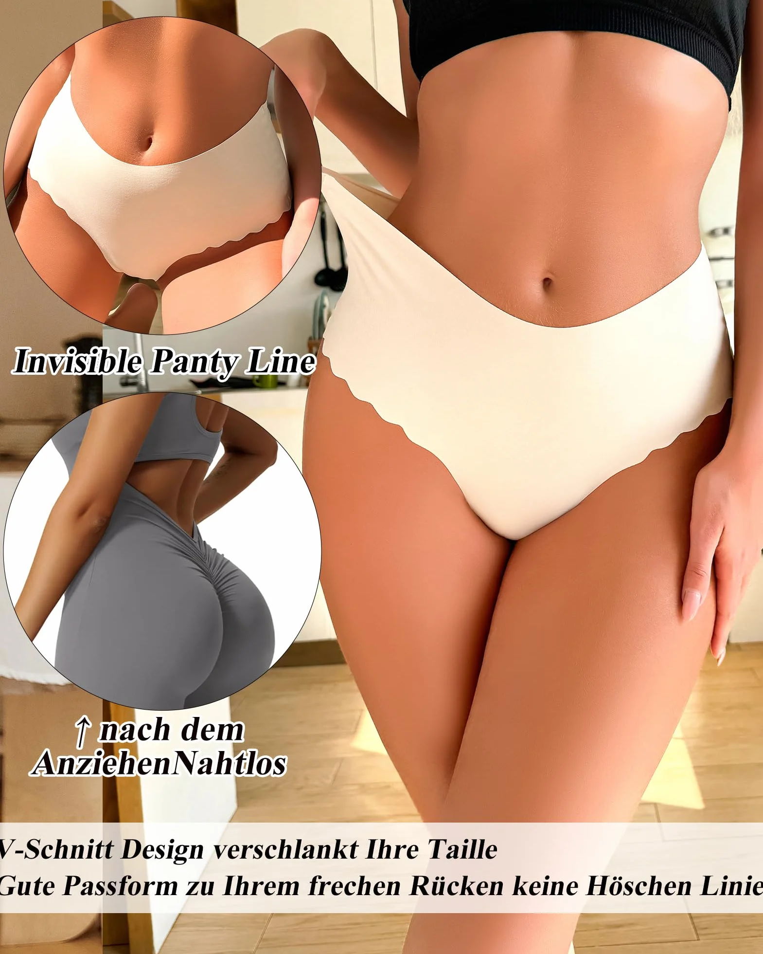 Sth Big Bragas sin Costuras Mujer Cintura Alta Ropa Interior Invisibles Pack de 6